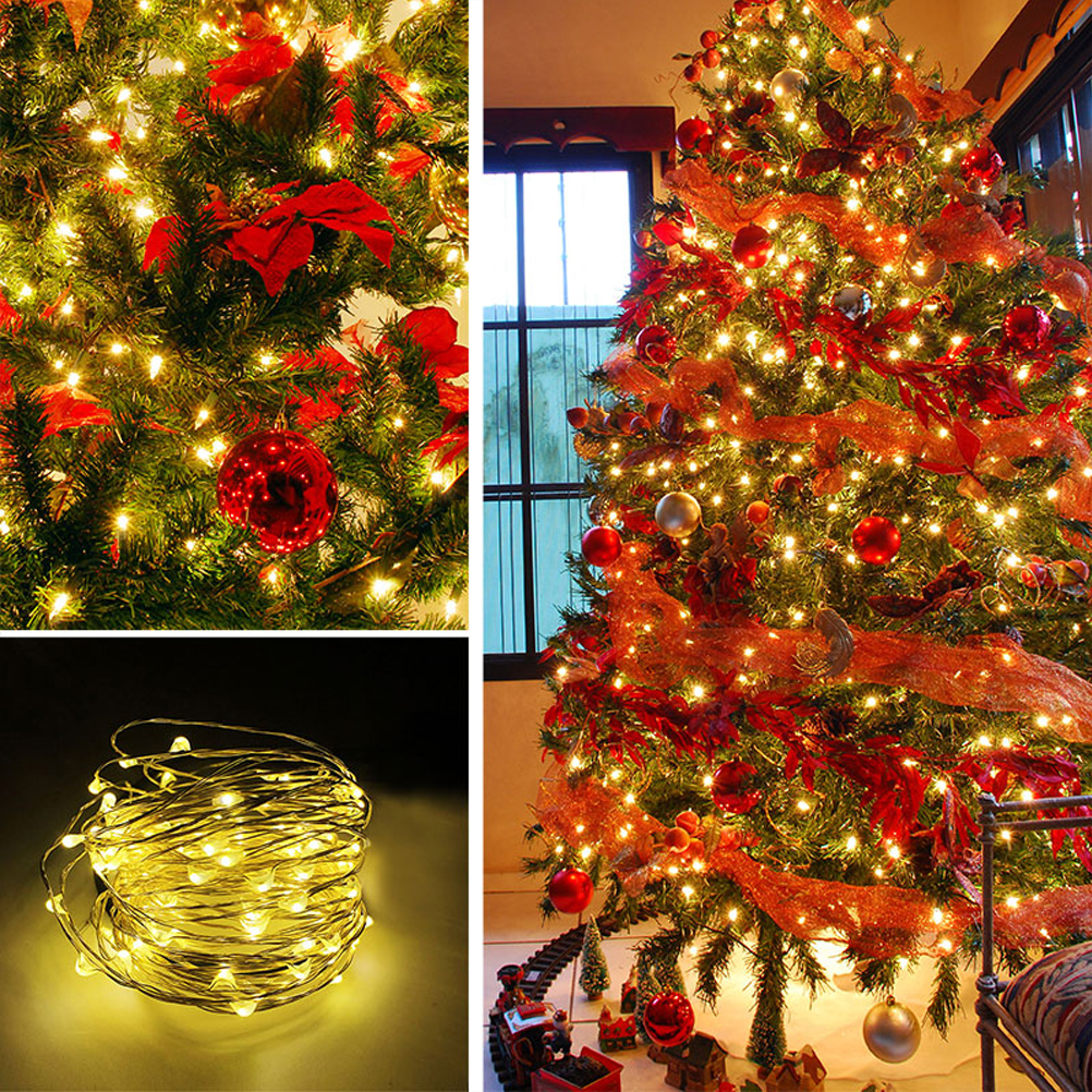 Lichterkette Mit Warmweißen Leds, 2 M, 20 Glühbirnen, Silberner Draht Mit Batteriefach
