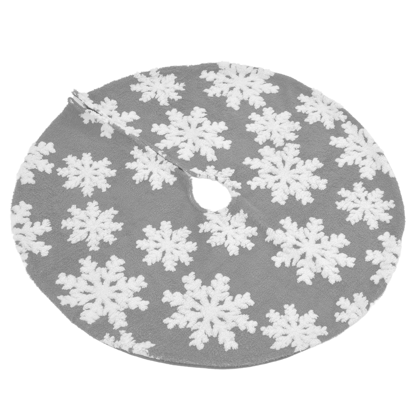 Schneebedeckter Tannenbaumrock Mit Jacquard-plüschmuster, Grau, 78 Cm, Weihnachtsbaumschmuck, Schneebedeckter Baumständerbezug