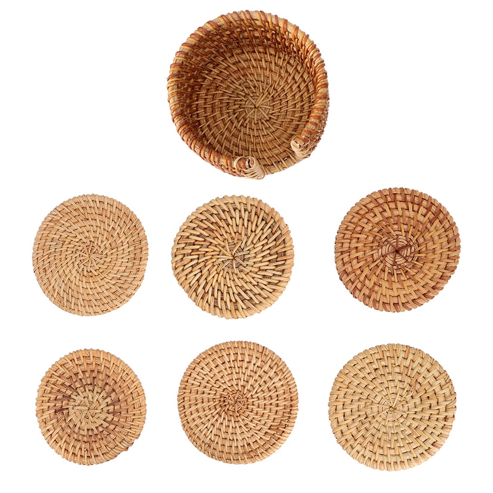 6er-set Rattan-untersetzer Mit Box, 13 Cm, Teekannenuntersetzer, Hitzeschutz Für Den Tisch, Zubehör Für Die Teezeremonie