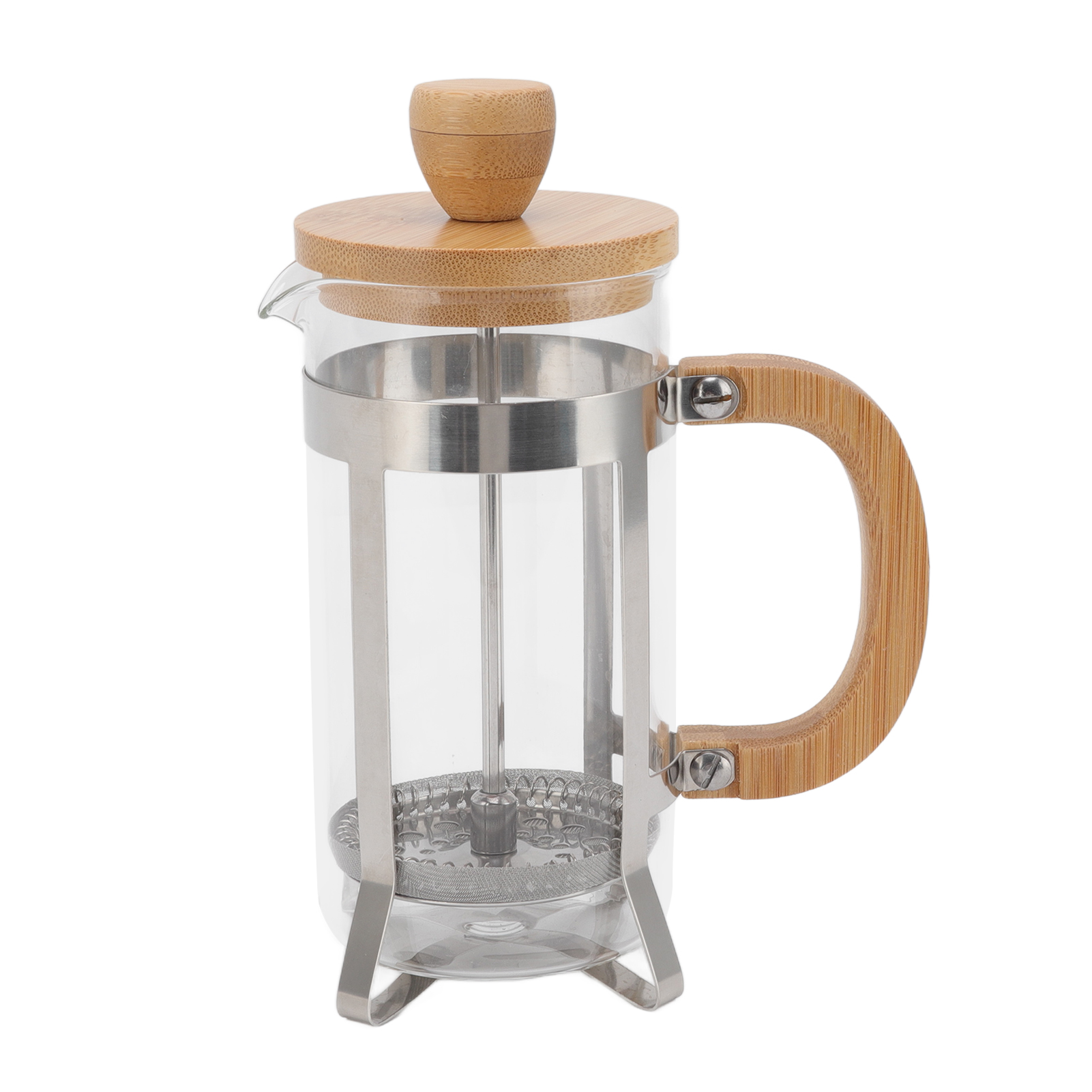 Tee-ei, Tasse Und Teekanne Aus Edelstahl, French-press-kaffeebereiter, Bambusdeckel, 350 Ml