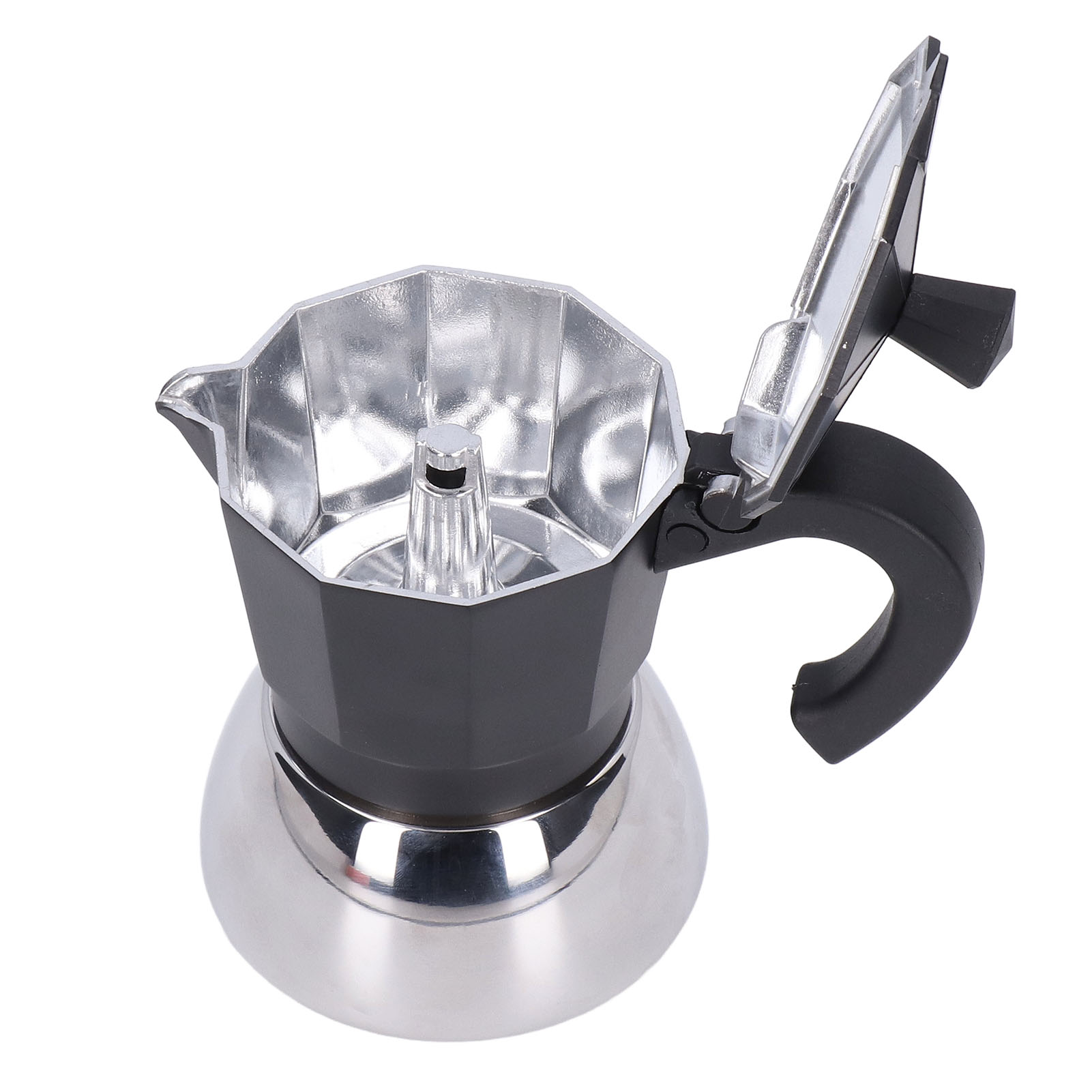 Moka-kanne Aus Aluminium Und Stahl, Klassische Italienische Kaffeemaschine Für Espresso, Latte, Nr. 4, 200 Ml.