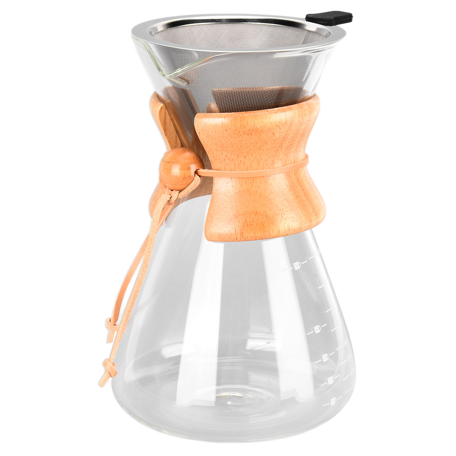 1000-ml-bambus-kaffeekanne, Klassische Hitzebeständige Glaskaffeekanne, Slow-brew-kaffeefilter