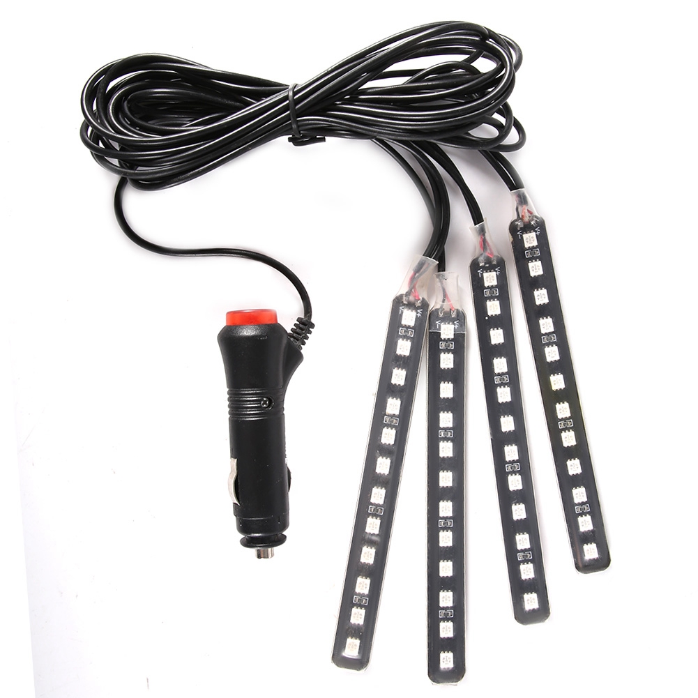 12v Rgb-led-streifen, 4 X 12 Smd-leds Für Die Ambientebeleuchtung Im Fahrzeuginnenraum, Kabinenbeleuchtung Mit Blauer Fernbedienung