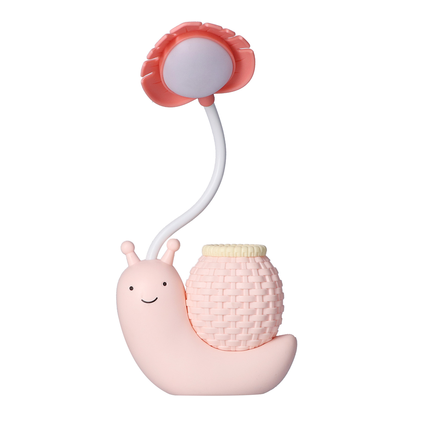Faltbare Led-lampe In Form Einer Cartoon-schnecke, Vielseitige Schreibtischlampe Mit Stifthalter Und Anspitzer, Kühles Licht, Wiederaufladbar Über Usb (eingebauter Akku / 8804), Rosa (ring In Zufällig