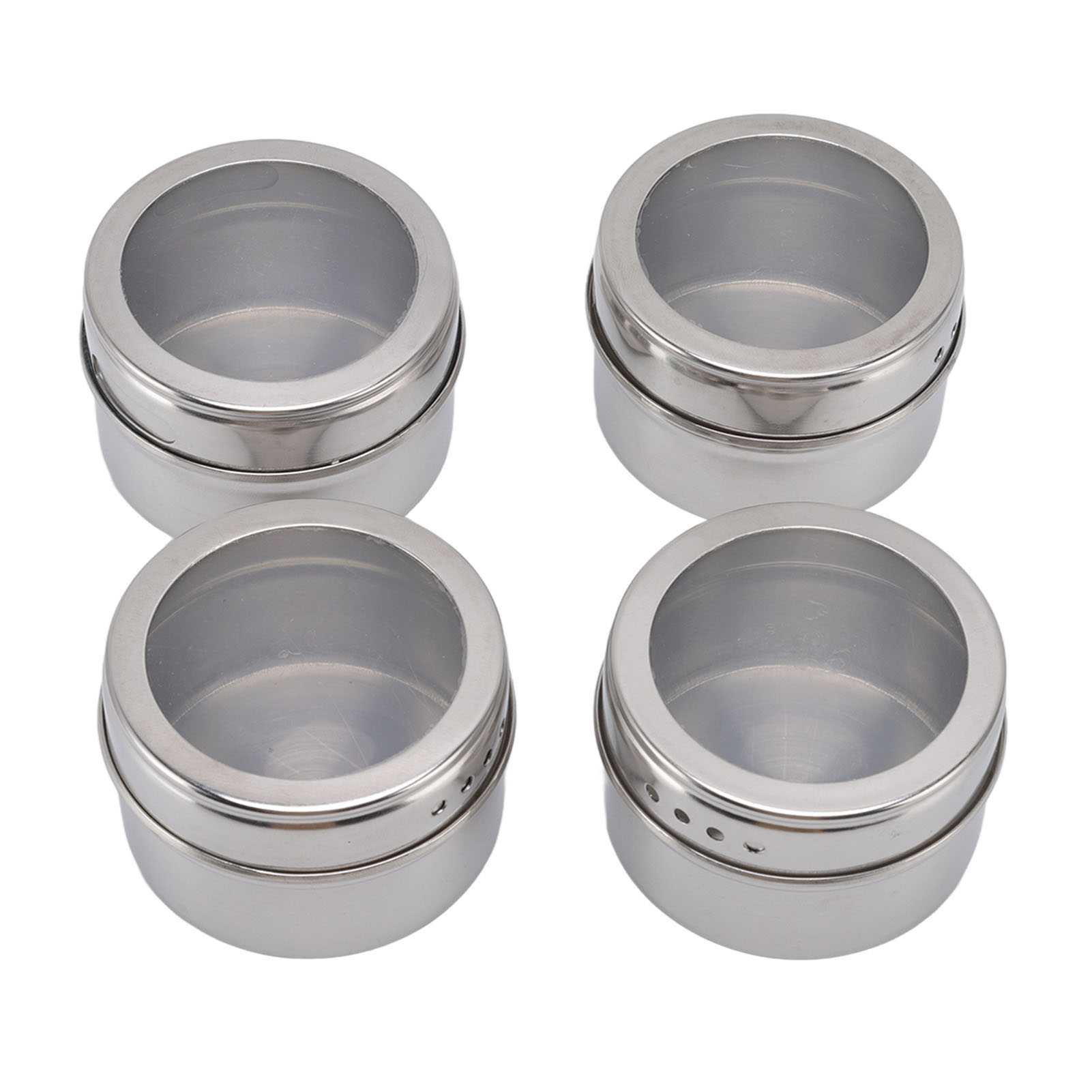 Set Mit 4 Transparenten, Magnetischen, Wandmontierten Gewürzbehältern Aus Edelstahl, Messflaschen Für Grillgut, Gewürze Und Salz