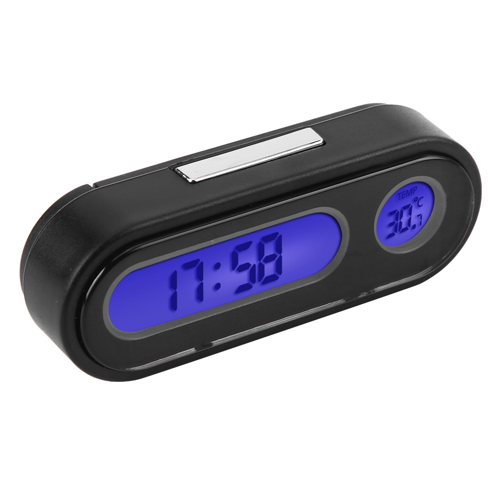 2-in-1 Led-digitaluhr Fürs Auto, Miniatur-thermometer Und Voltmeter, Zeigt Uhrzeit Und Fahrzeuginnentemperatur An