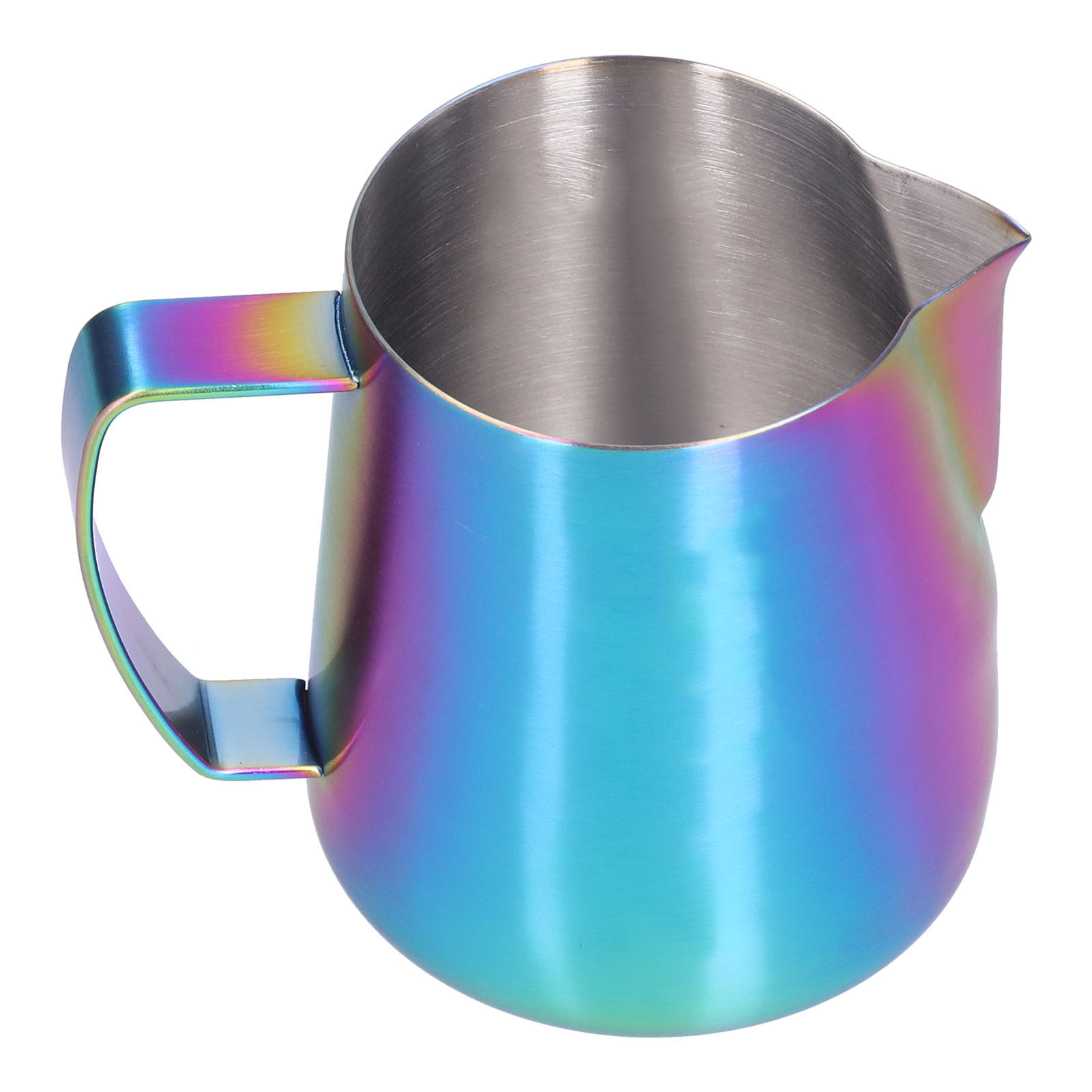 400-ml-milchkännchen Mit Mattem, Irisierendem Glanz, Latte-art-kaffeekanne Mit Ausguss, Messbecher, Milchaufschäumkännchen Mit Regenbogen-finish