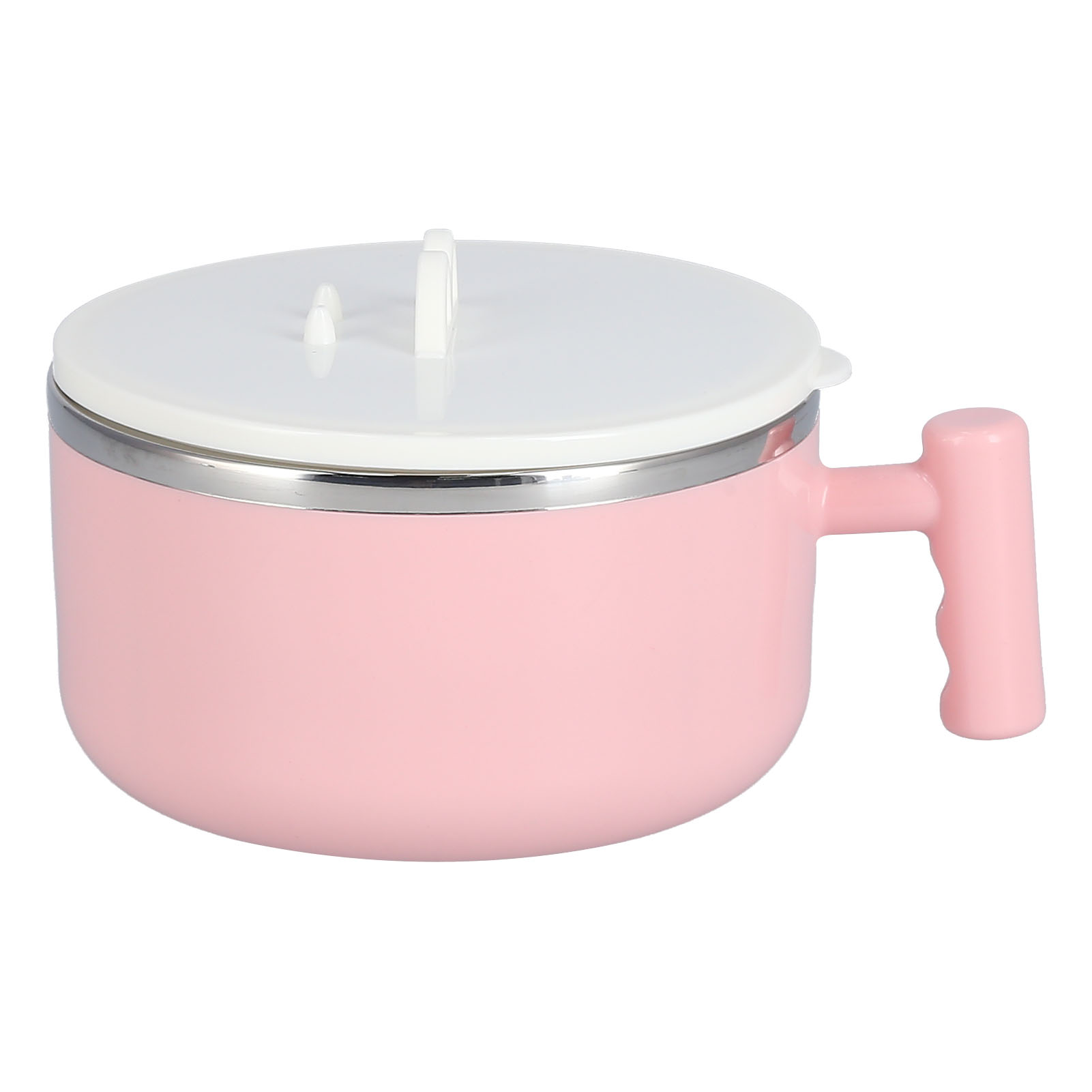 Nudelschüssel-set Aus Edelstahl Mit Deckel, Tragbar Für Studenten Und Angestellte, Japanischer Stil, Große Rosa Schüssel Mit Besteck.
