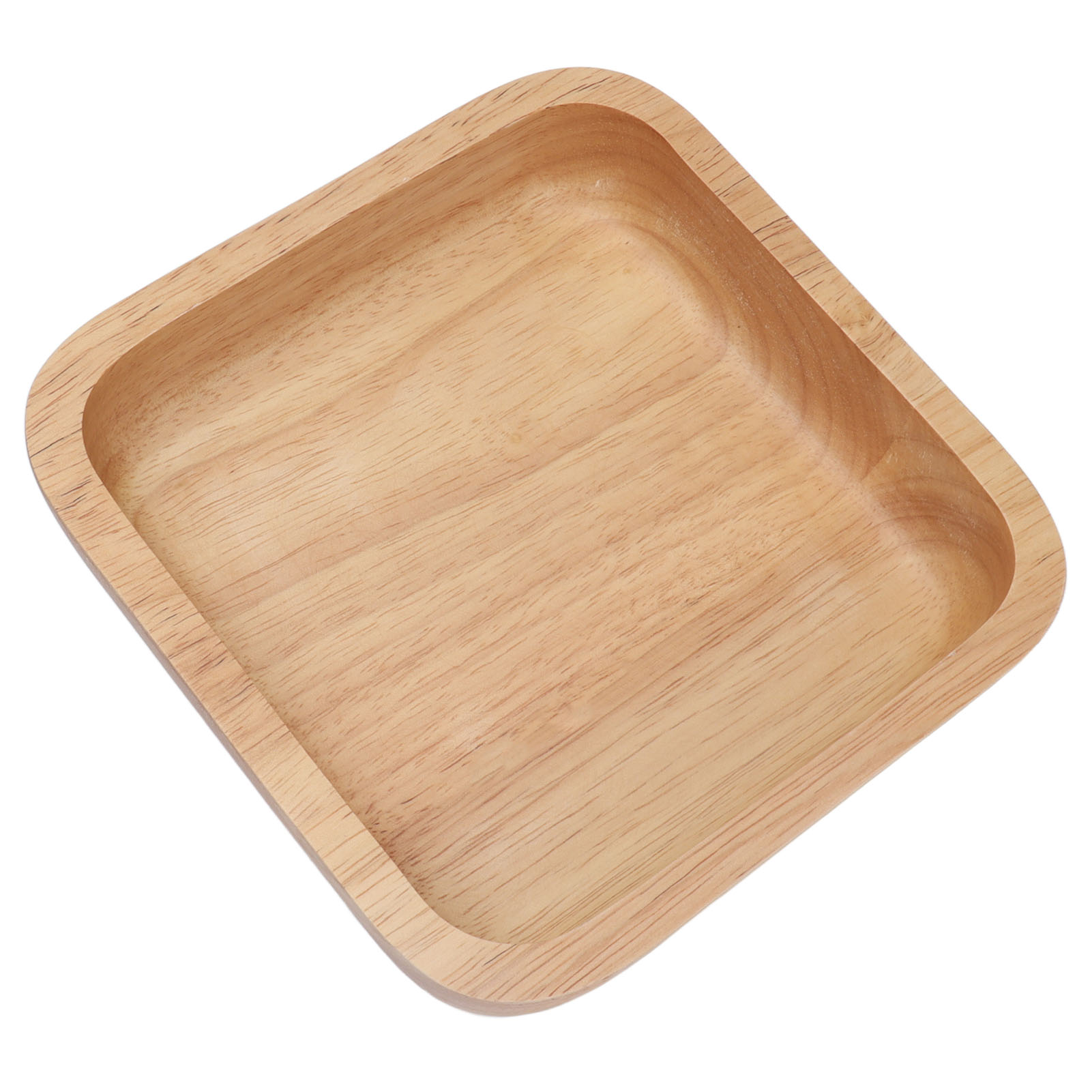 Glatte, Dicke Und Schlichte Holzschale, Quadratisch, 21 Cm