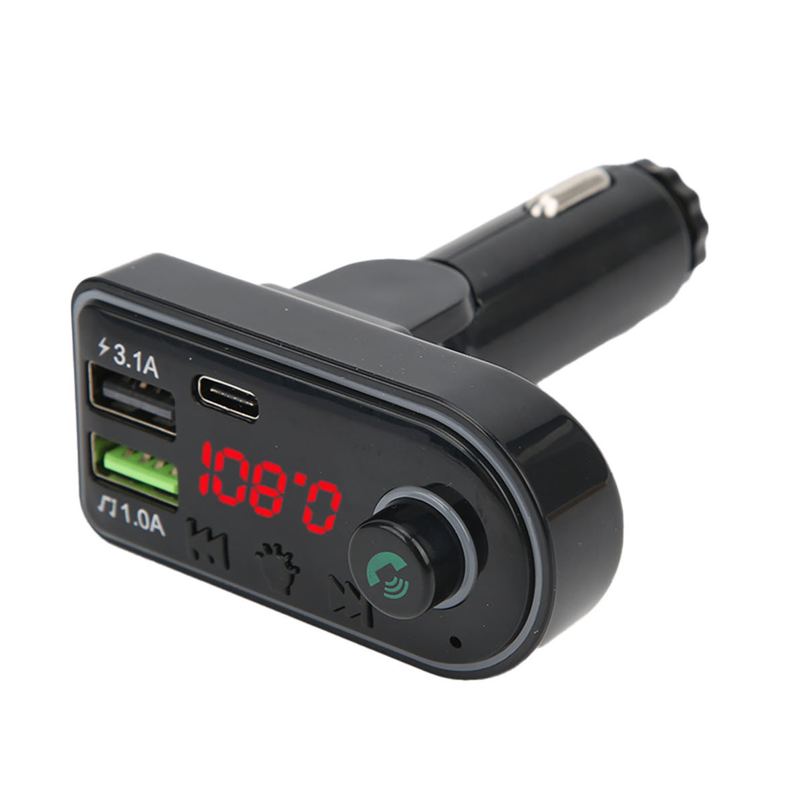 Bluetooth 5.0 Mp3 Fm-transmitter Mit Digitalanzeige, Mehrfarbiger Ambiente-innenbeleuchtung Und Freisprechfunktion.