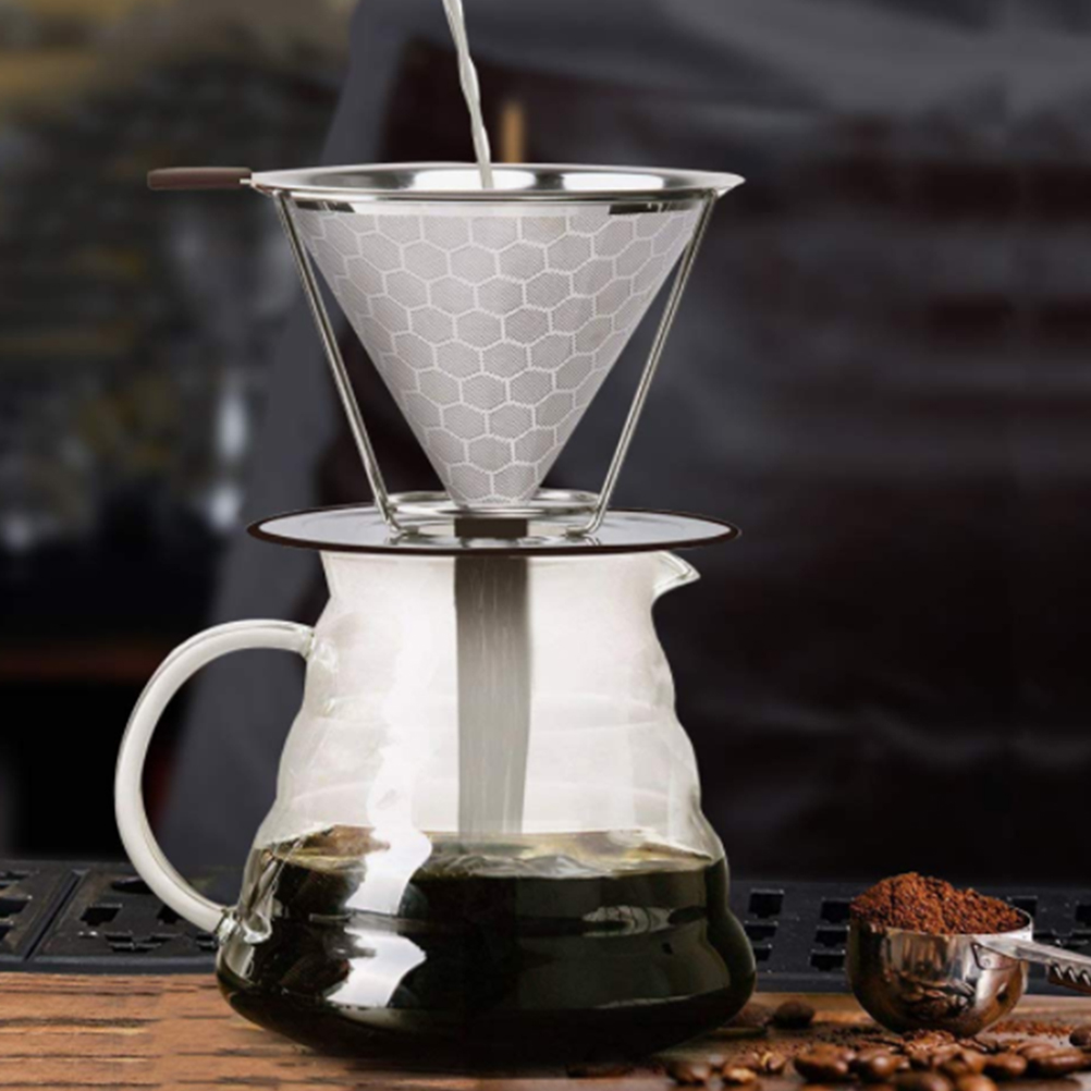 Kaffeefilter Aus Edelstahl, Handfilterkanne Ohne Papierfilter, Tropffiltertrichter, Wiederverwendbarer Filterbecher, Modell 5, Us-patent