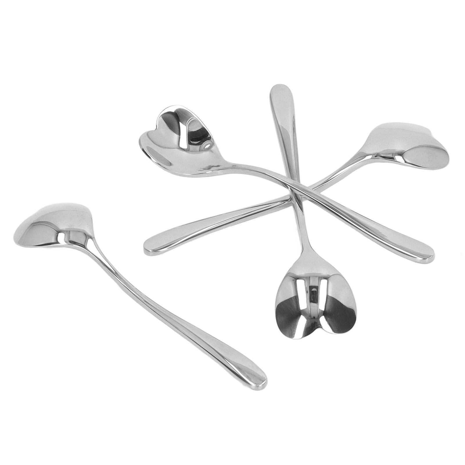 Set Mit 4 Herzförmigen Teelöffeln Aus Edelstahl, Für Kaffee, Dessert, Zucker Und Tee