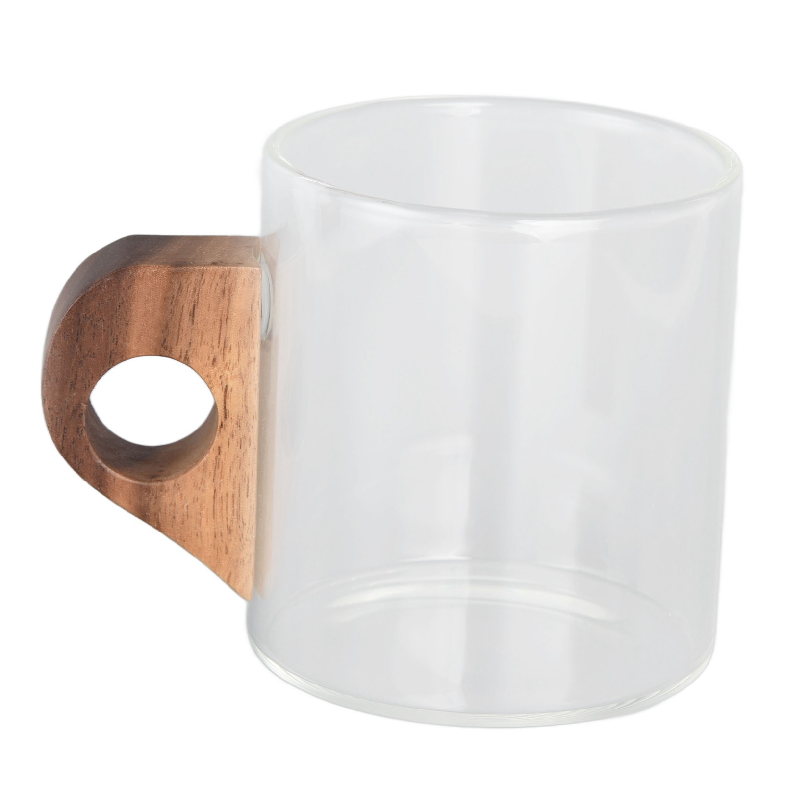 Flache Glaskaffeetasse Mit Holzgriff, 280-ml-reisebecher, Whiskyglas, Becher Für Zuhause, Küche Und Restaurant