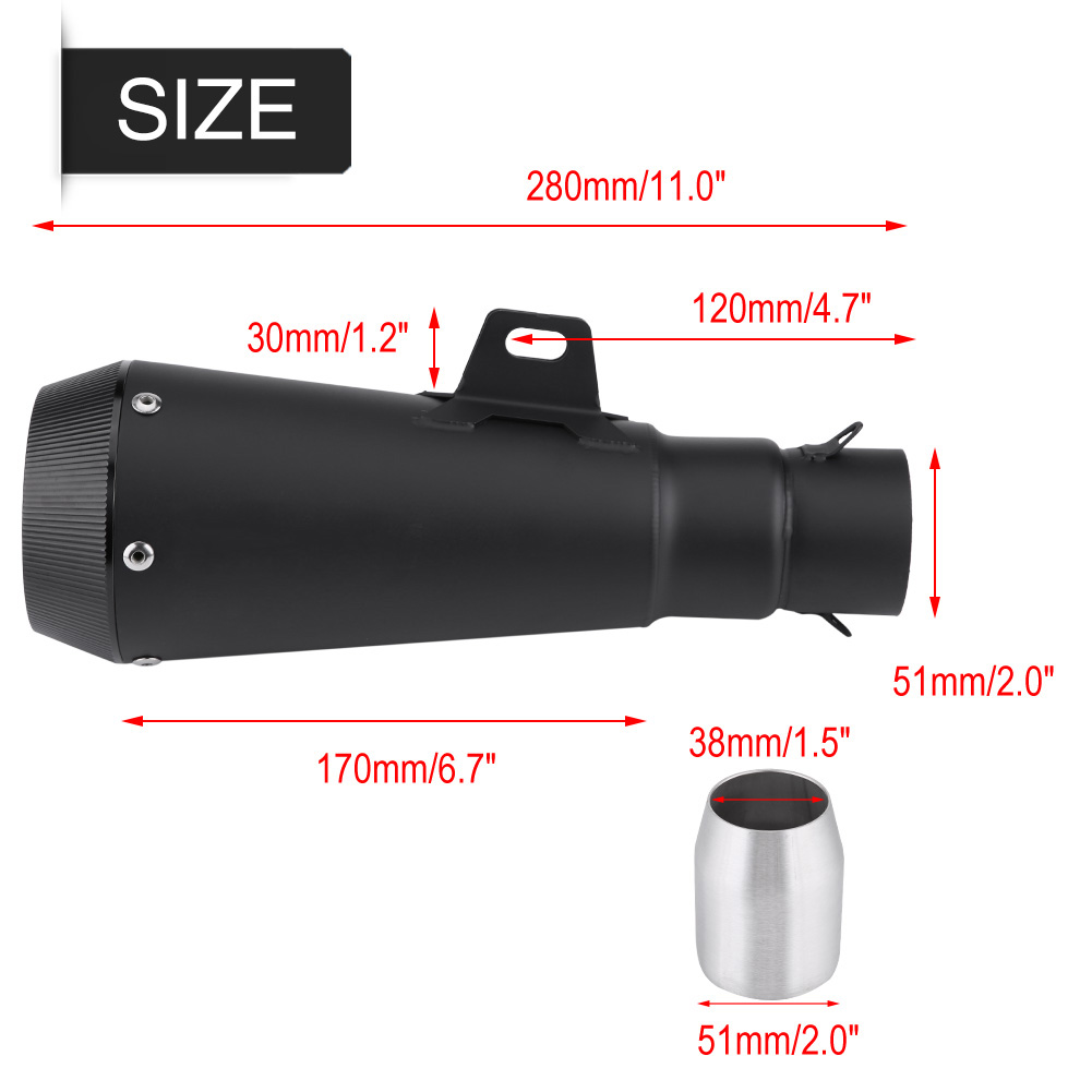 Universeller 38-51-mm-auspuffschalldämpfer Für Offroad-motorräder, Modifizierter Schalldämpfer Mit Typ-1-adapter