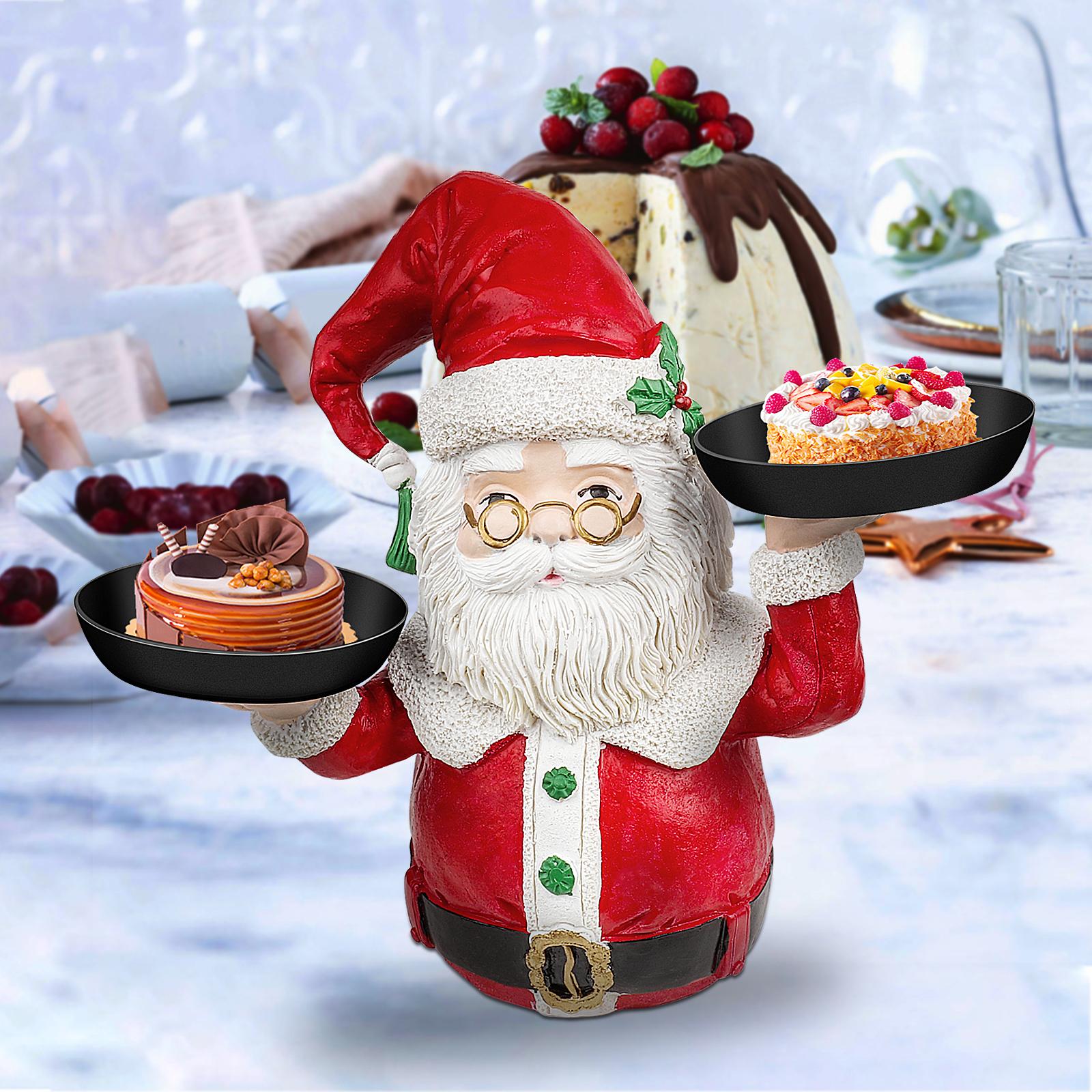 Weihnachtsmann- Und Schneemann-snackständer Aus Kunstharz, Weihnachtsdekoration, Schwarzer Teller, Geschenkbox Mit 1 Stück