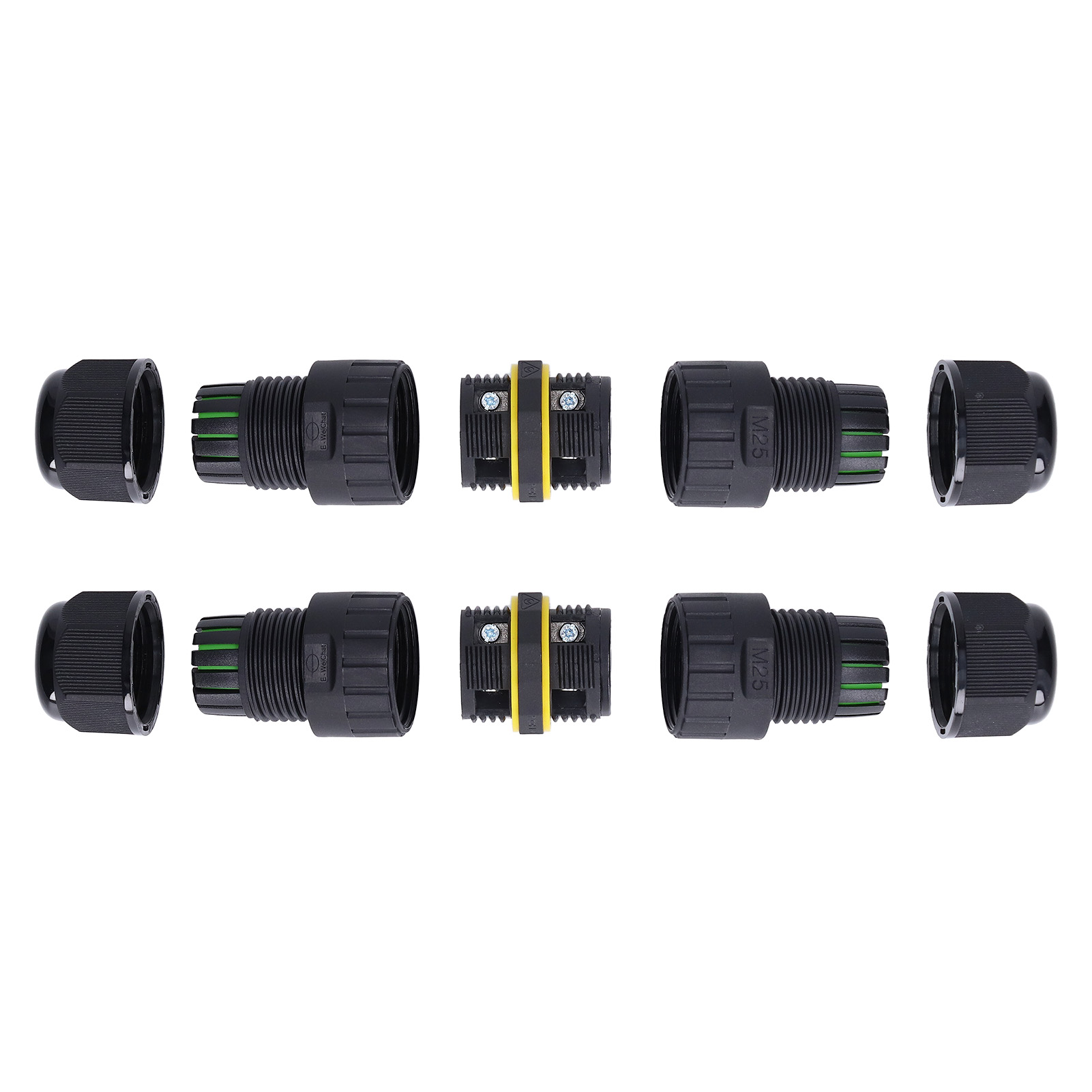 Ip68 Wasserdichter Led-stecker, 2 Stück, M25 4-polig, 10-14 Mm, Kupfer-außenstromanschluss, Mit Ce-, Saa-, Ul-, Tüv- Und Rohs-zertifizierungen (ew-m25-4p)