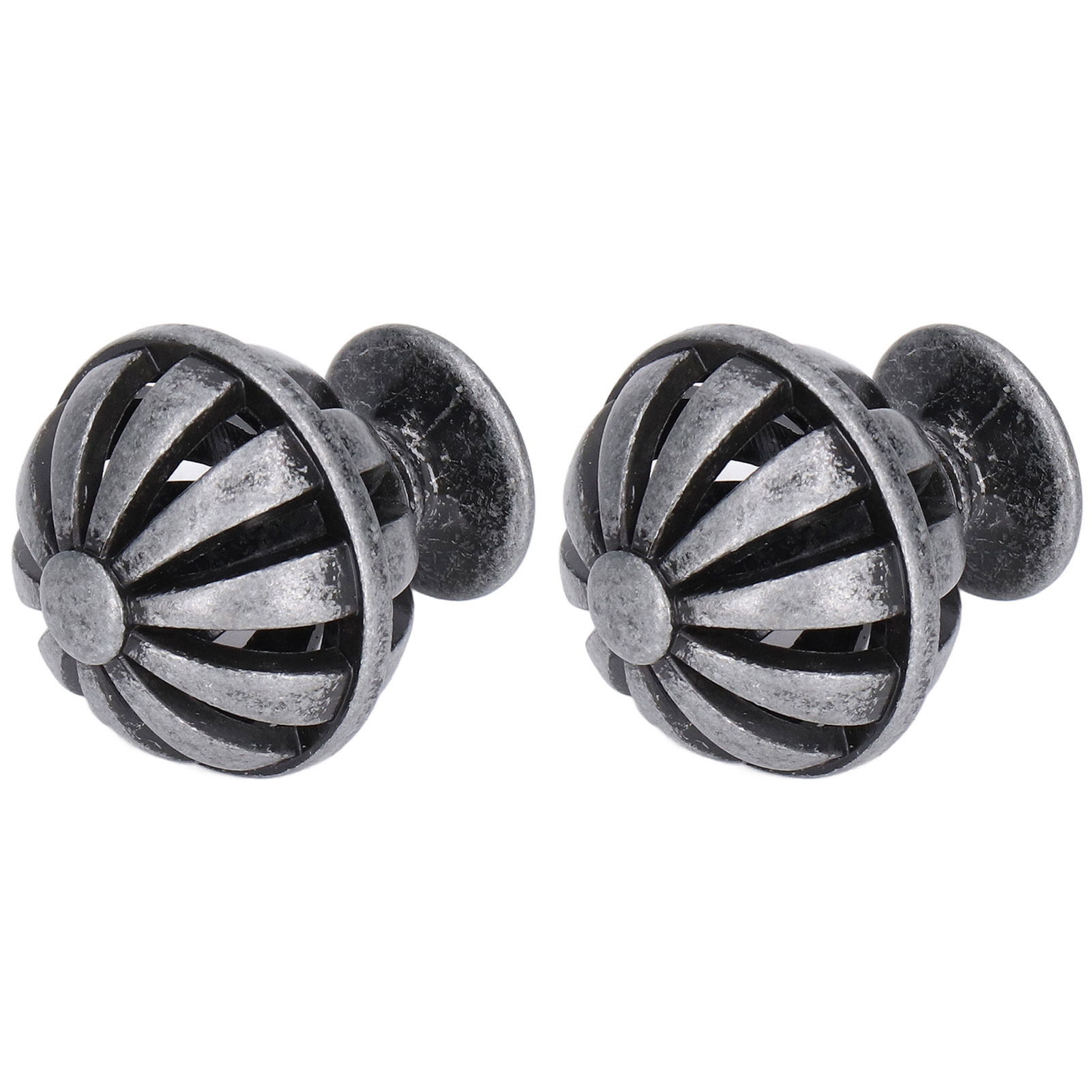 Set Aus 2 Modernen Chinesischen Schubladengriffen In Käfigvogelform, Antiksilber, Durchbrochene Kugelform, Küchenschublade, Kreativer Einlochgriff (2 Sets Pro Packung).