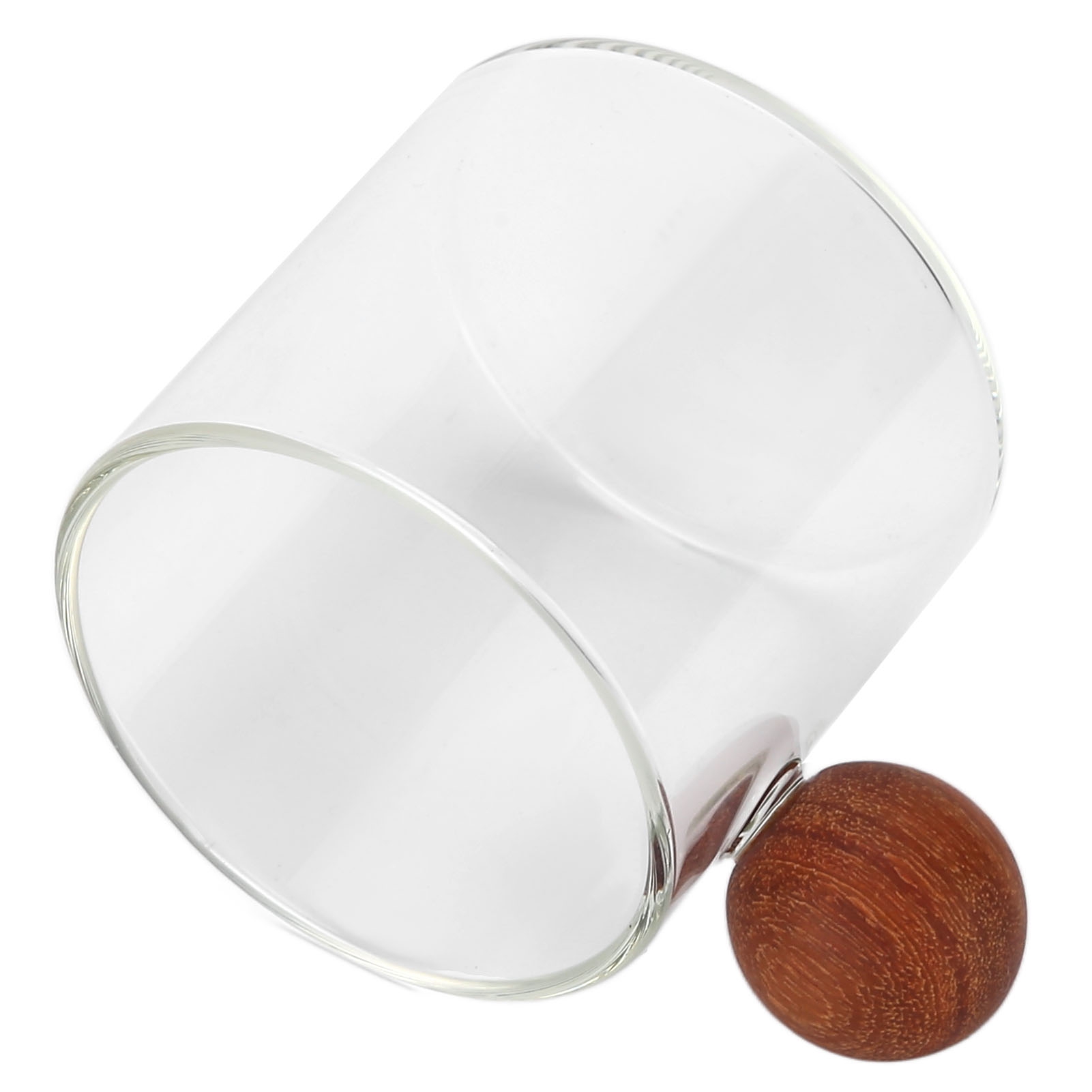 120 Ml Klares, Mundgeblasenes Kaffeeglas, Hitzebeständig, Mit Holzgriff Und Farbigem Kugelgriff, Ideal Für Büro Und Tee.