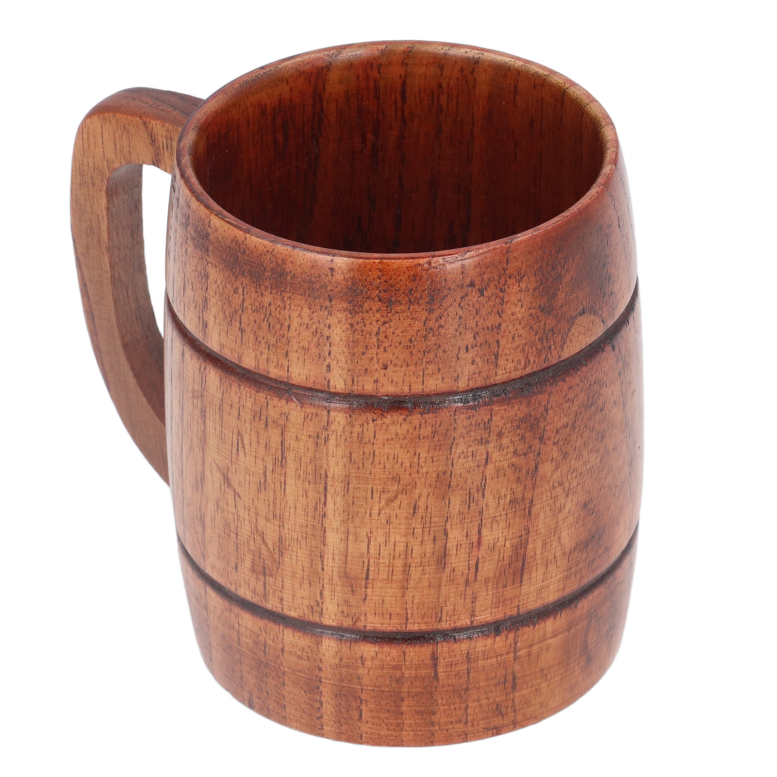 Bierglas Aus Holz Mit Henkel, Hitzebeständiger Becher Aus Jujubenholz, 300 Ml Tragbarer Teebecher Aus Massivholz