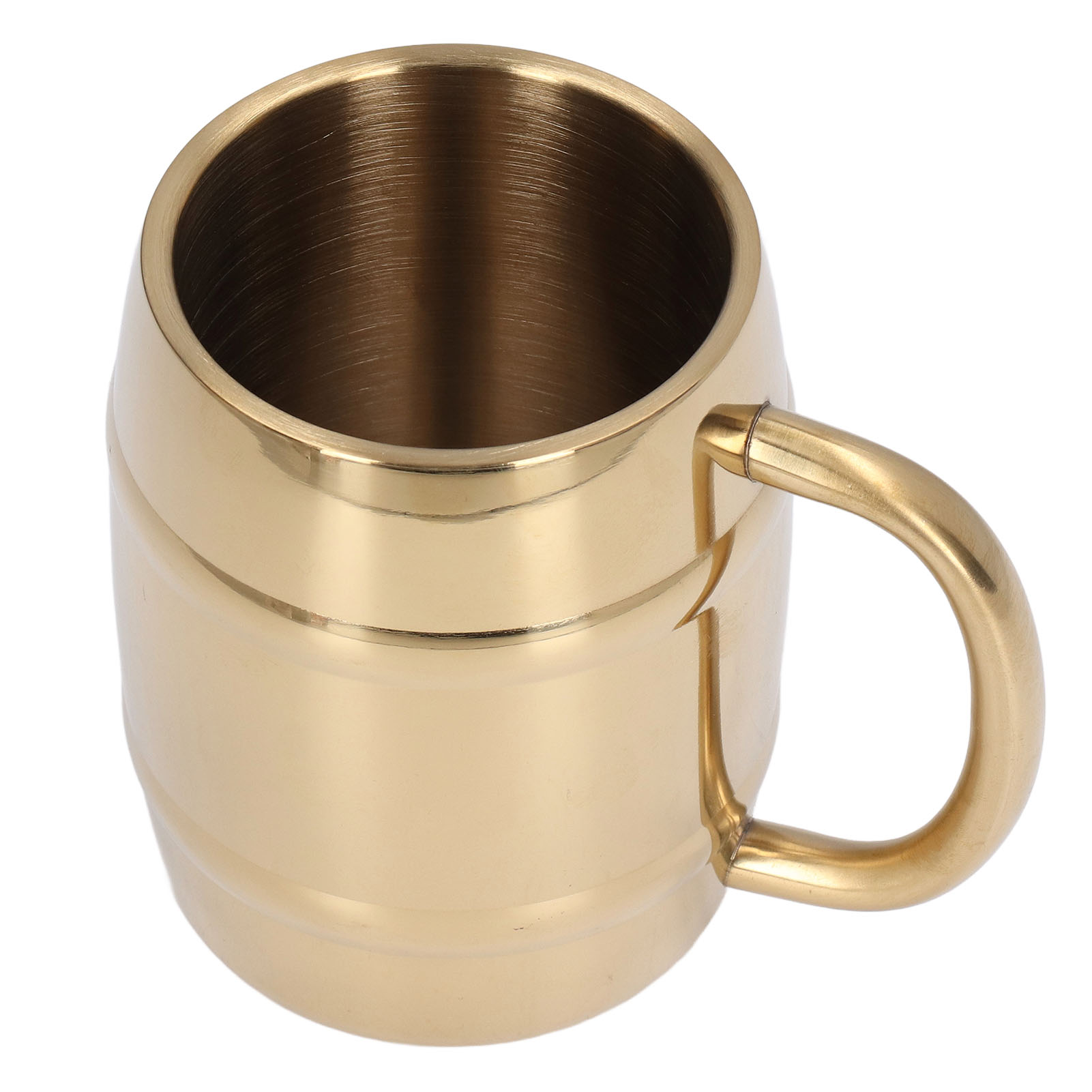 Doppelwandiger, Vergoldeter Edelstahlbecher, 420 Ml, Für Kaffee, Bier Oder Tee, Mit Isolierendem, Hitzebeständigem Henkel