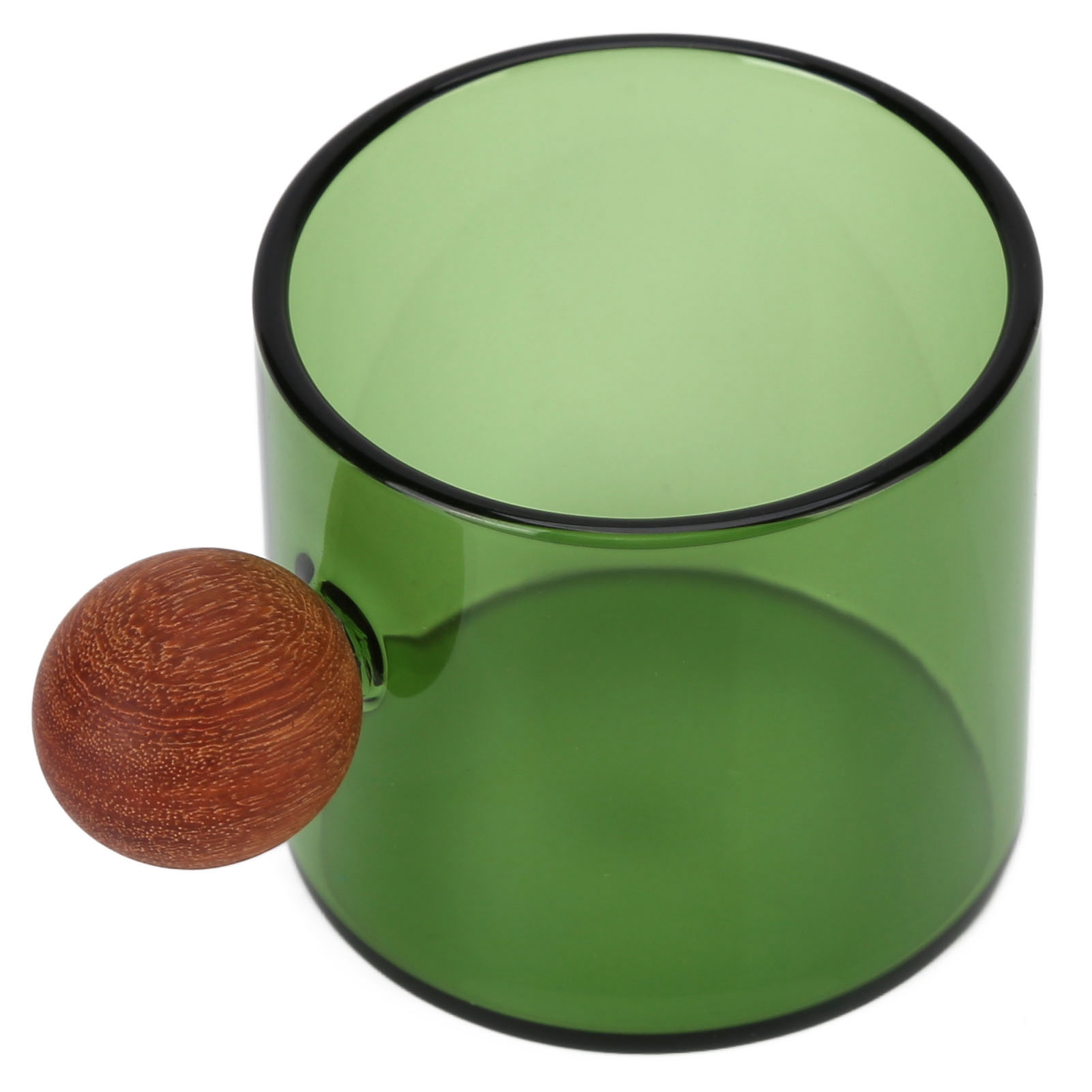 120 Ml Kaffeetasse Aus Getöntem Glas, Mundgeblasen, Hitzebeständig, Mit Holzgriff, Perfekt Für Die Arbeit Oder Die Teestunde.