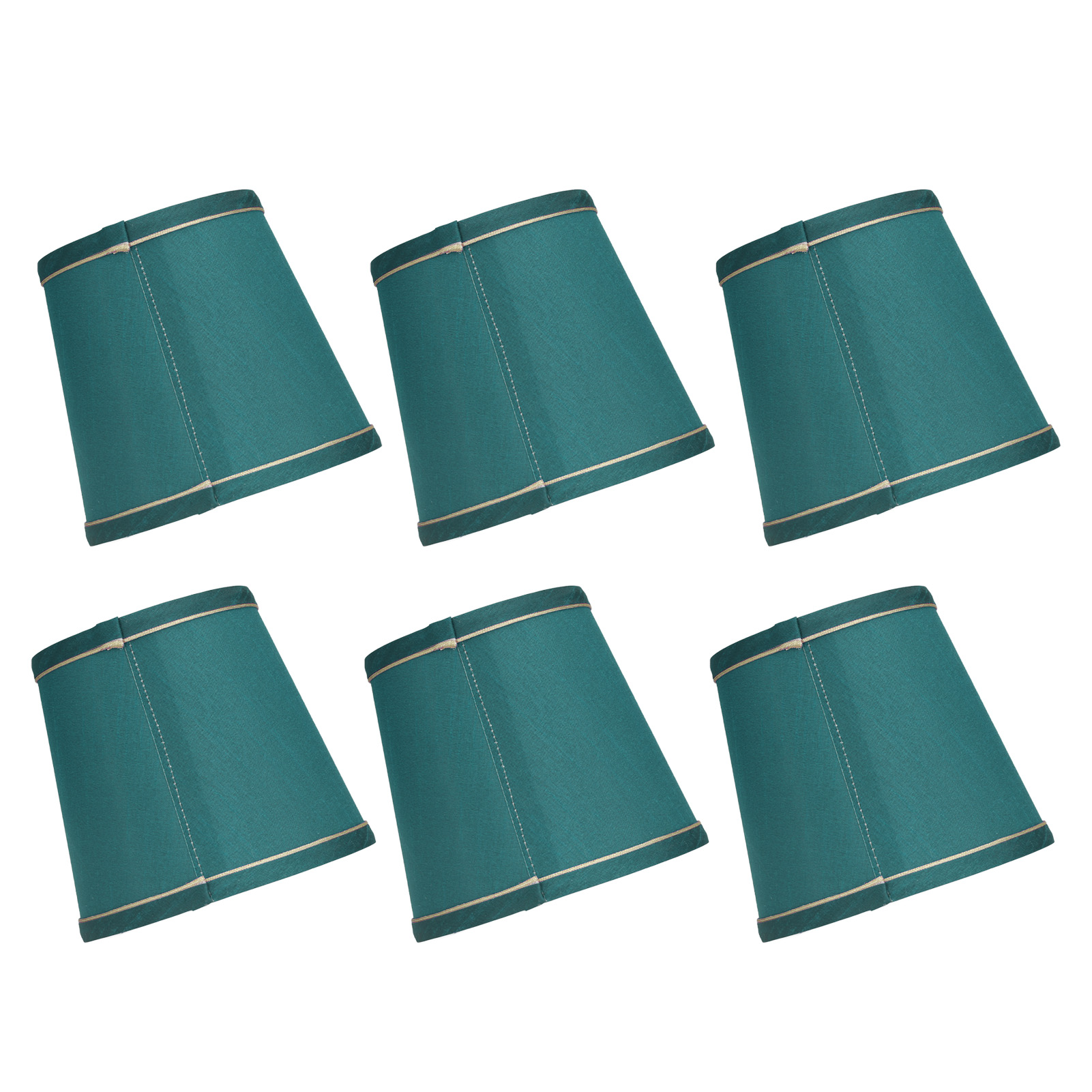 Moderner Hellblauer, Bordeauxroter/dunkelgrüner Stofflampenschirm Mit Goldrand, 6er-set, Kompatibel Mit E14-lampen (kerzen-, Steh-, Tisch-, Pendel- Und Wandlampen) - Dunkelgrün (px198)