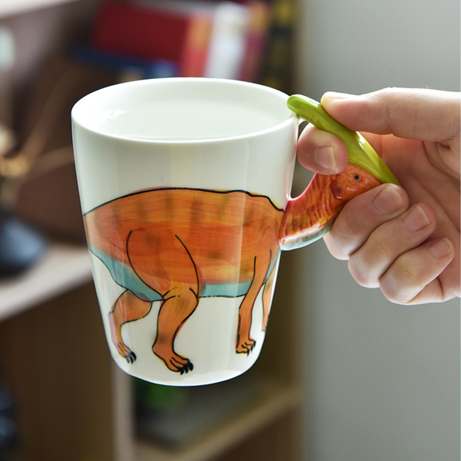 400-ml-dinosaurierbecher, Niedlicher Keramikbecher Mit Tiermotiv, Bürobecher/frühstücksschale (d) Brachiosaurus