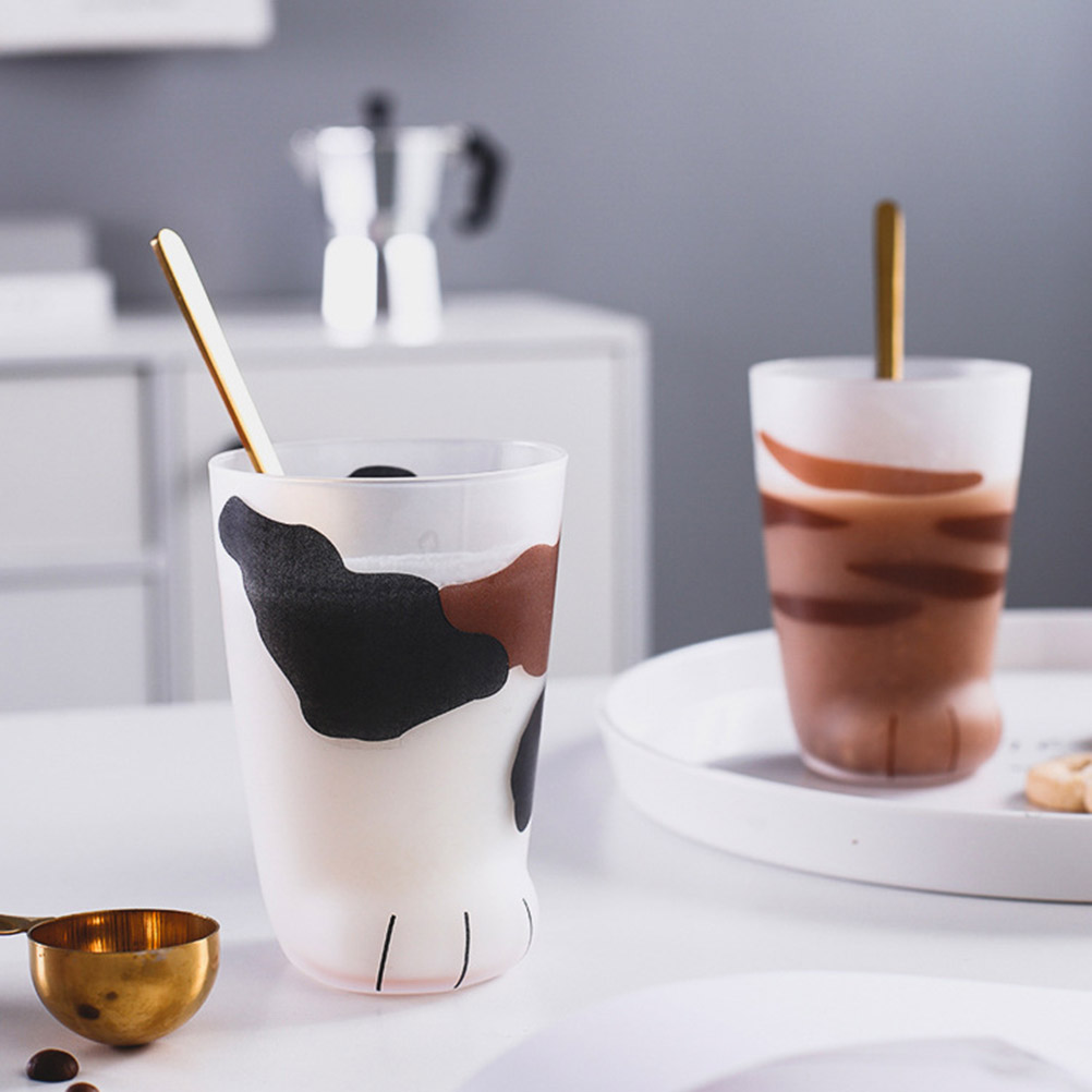 1 Niedlicher Glasbecher Mit Tigerpfotenmotiv, Ideal Für Bürokaffee Oder Frühstücksmilch – Das Perfekte Geschenk