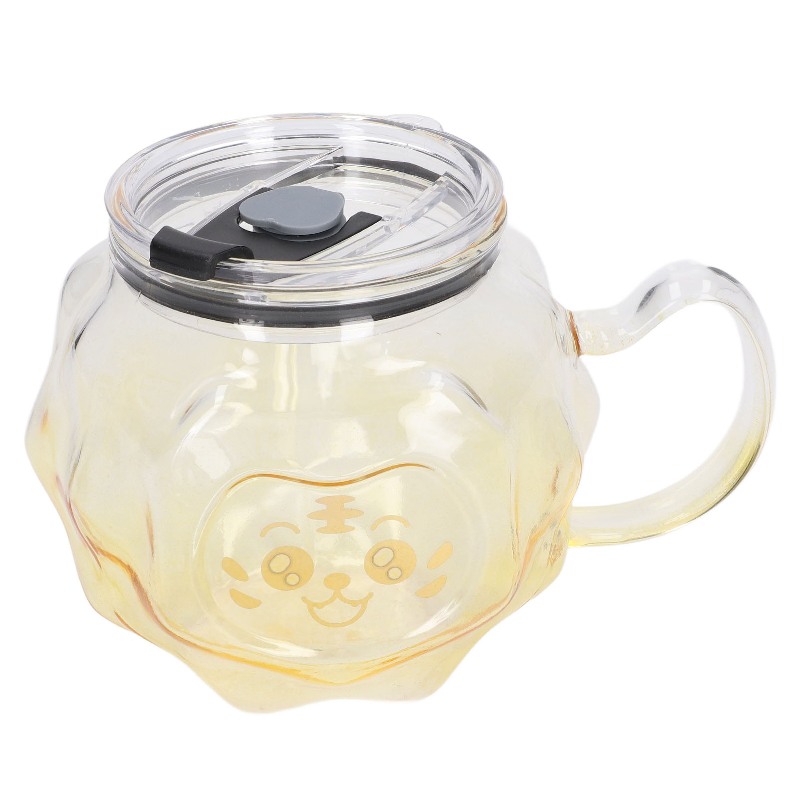 500-ml-durian-glas Mit Glasstrohhalm, Durchsichtiger Becher Für Kaffee, Saft, Tee, Milch, Tigerdesign, Für Den Hausgebrauch