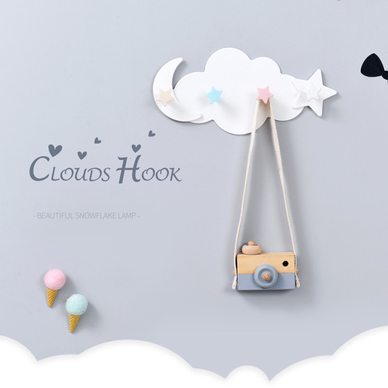 Selbstklebende Wandhaken Mit Wolken- Und Sternenmotiv, Niedliche Cartoon-dekoration, Spurlos Entfernbarer Kleiderbügel Für Tür Und Badezimmer, Starke Klebehaken Im Set.