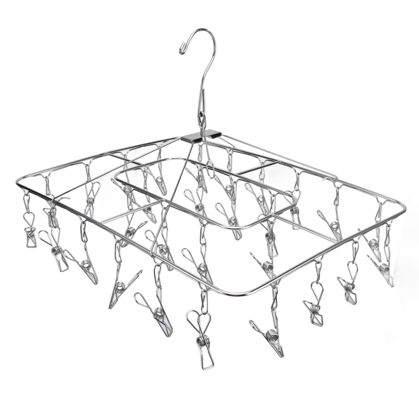 Sockenständer Aus Edelstahl Für Den Haushalt, Quadratisch, Einlagig, 28 Klammern, Massiv Und Verstärkt, Wäschetrockner (modell: 28 Klammern).