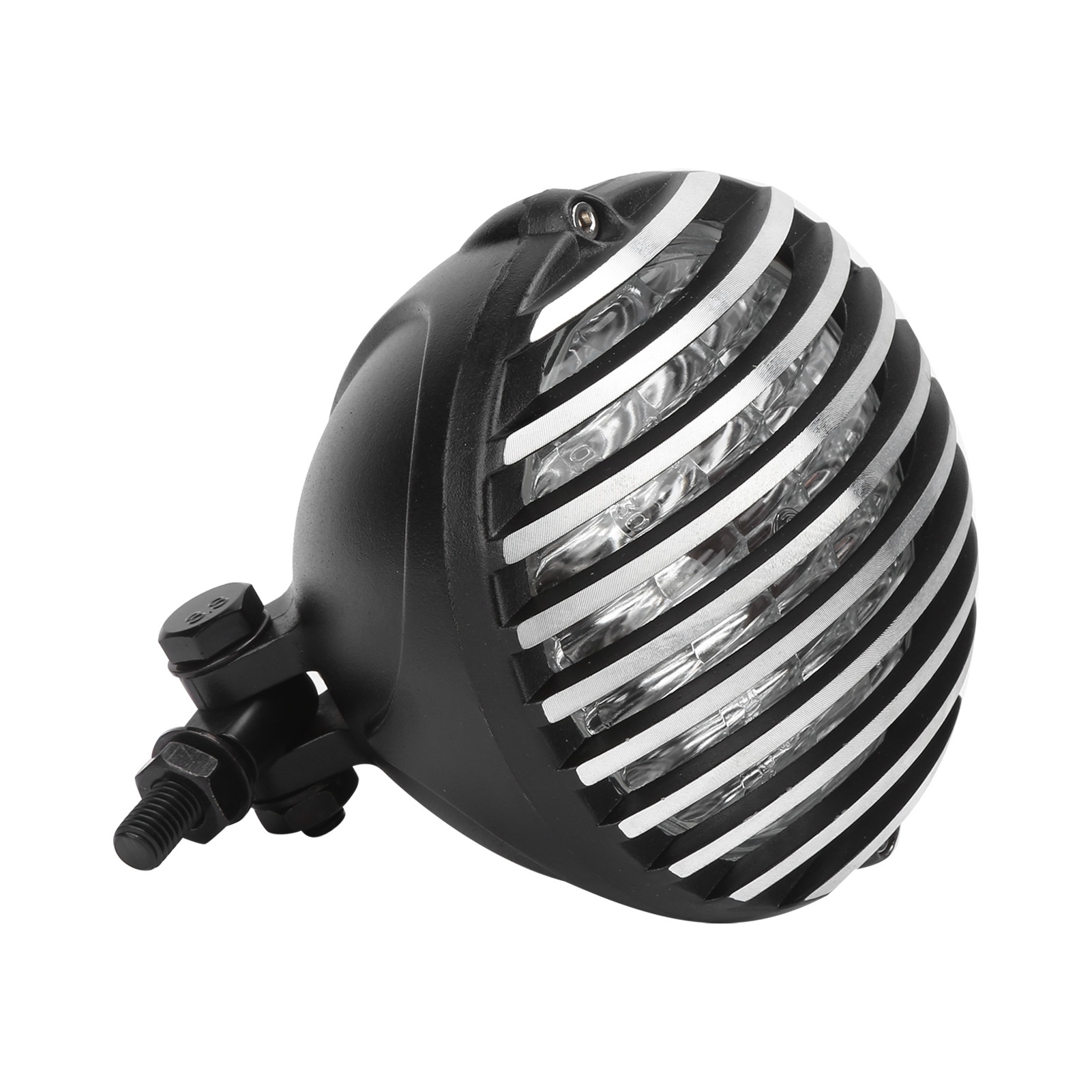 12v-led-motorradscheinwerfer Mit Retro-klarglaslinse Und Goldenem Schutzgitter