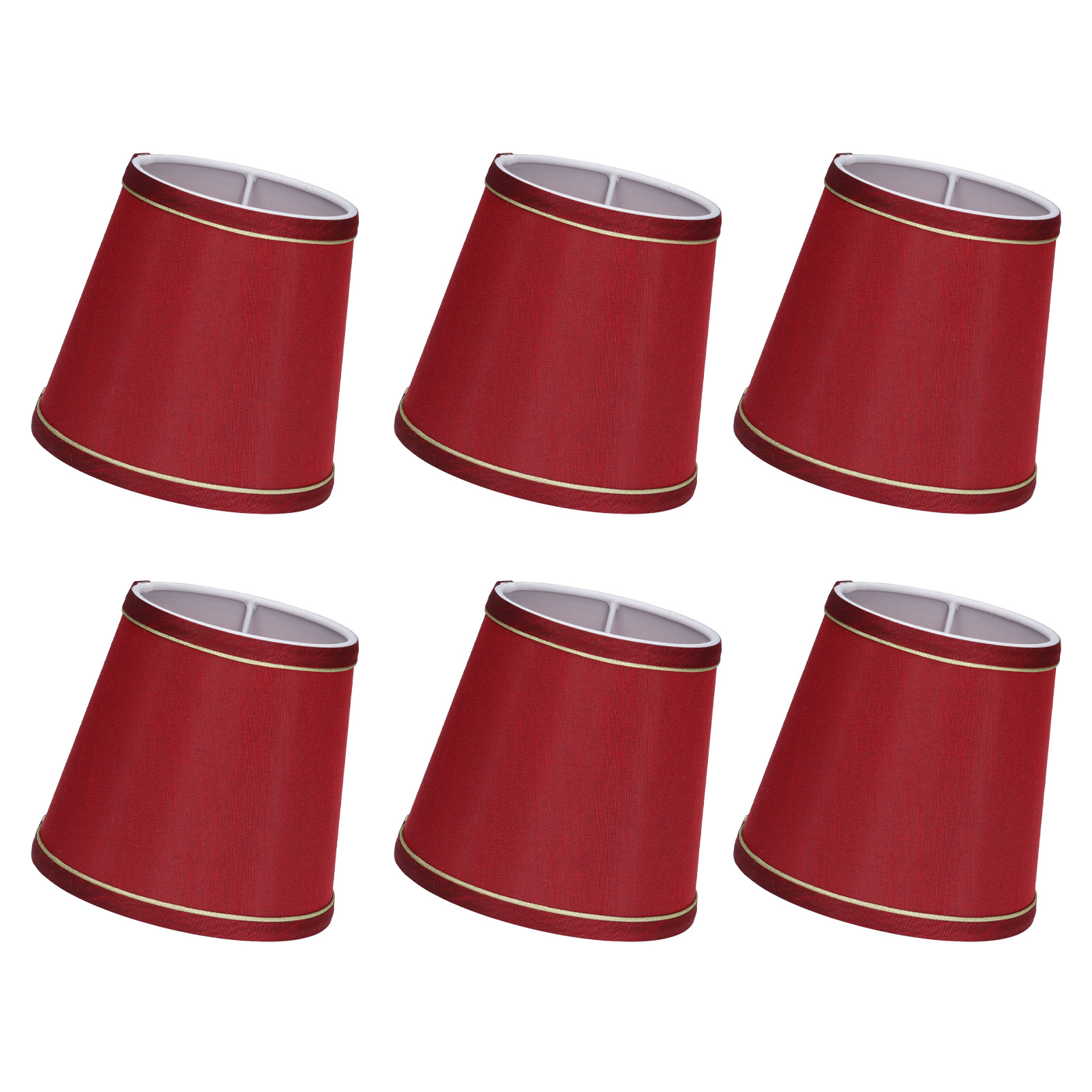 Moderner Lampenschirm Aus Stoff, Hellblau, Weinrot/dunkelgrün Mit Goldrand, Für E14-lampen, Stehlampen, Tischlampen, Pendelleuchten, Wandlampen (6er-set, Weinrot)