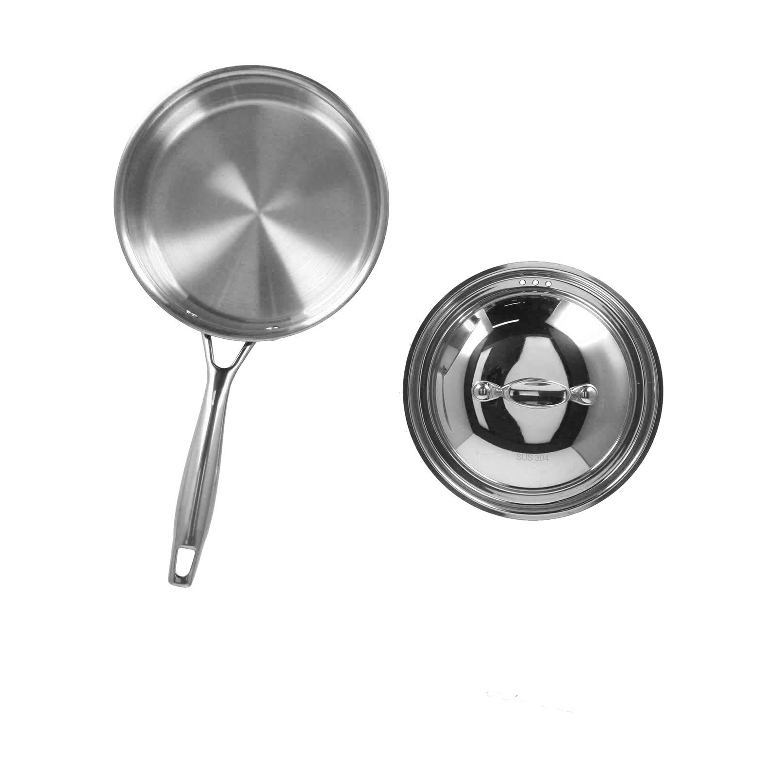 Stielkasserolle Aus Edelstahl 304 Mit Deckel, Dreilagigem Boden, Verstärktem Einzelgriff, Naturmilch-stielkasserolle