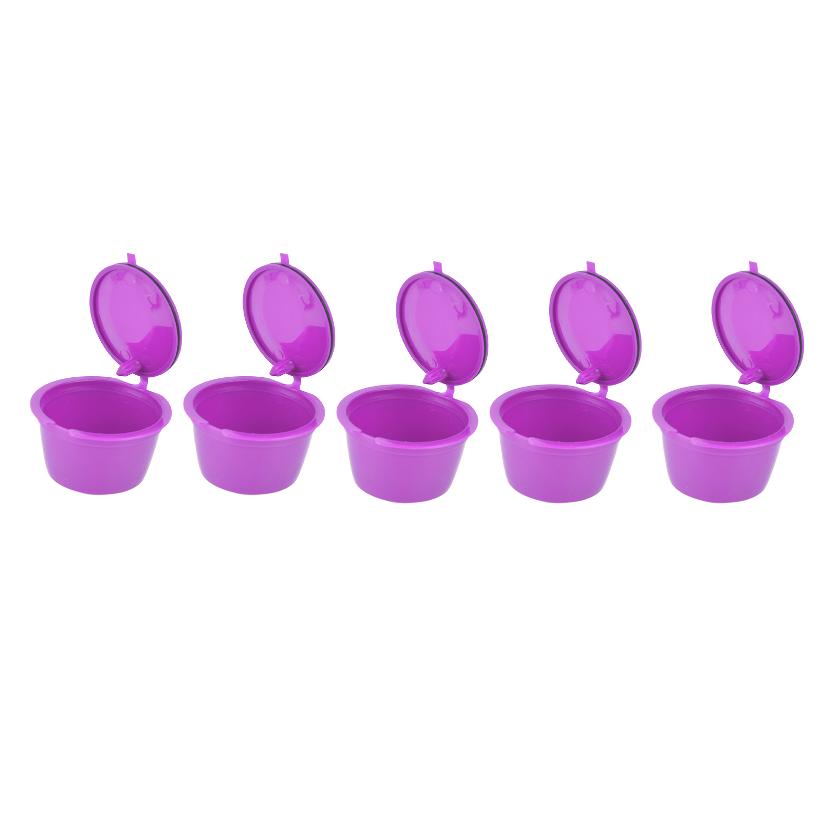 Wiederverwendbarer Kaffeefilter Für Die Dolcegusto Maschine, 50 Ml, Packung Mit 5 Filterkapseln (einfarbig Lila) Mit Löffel.
