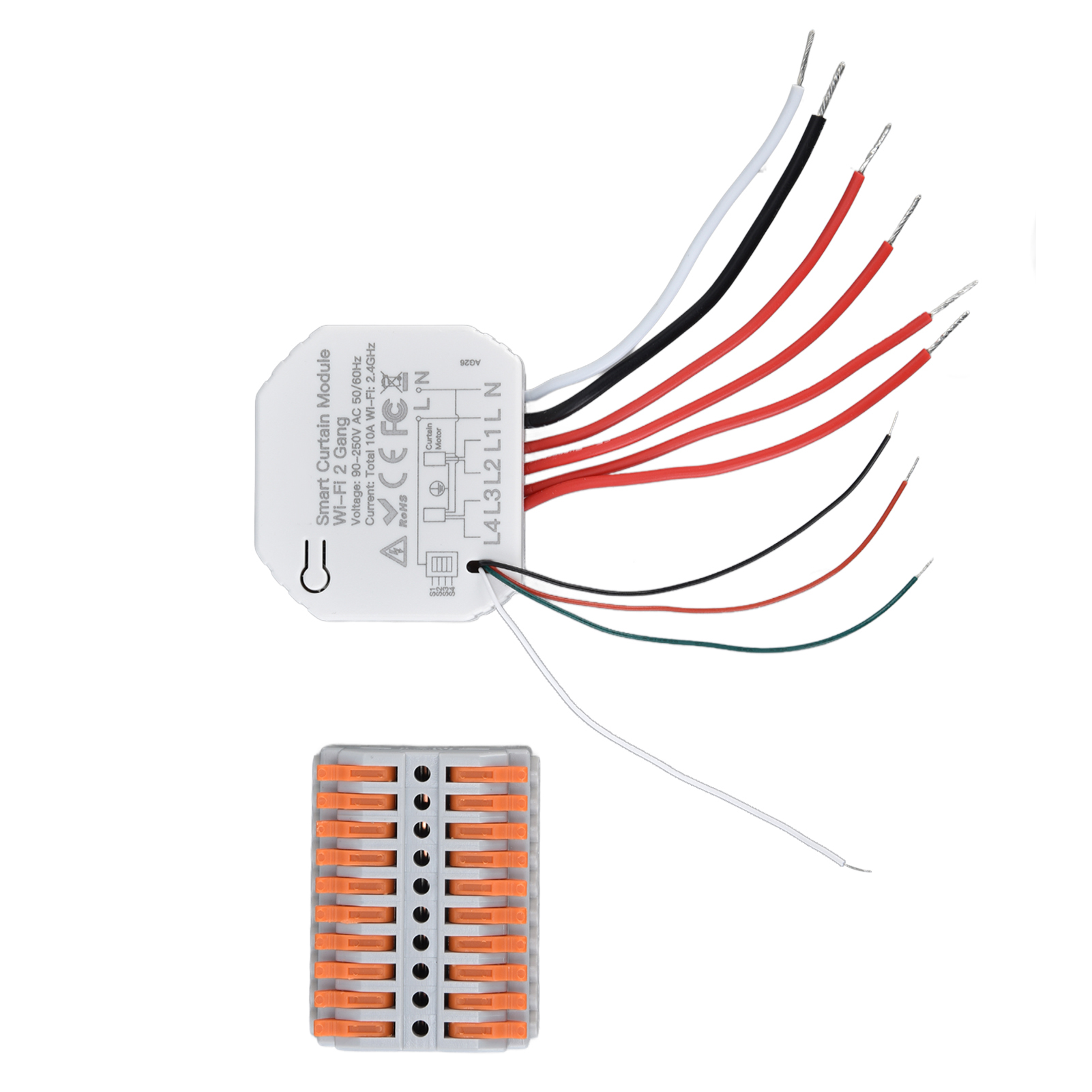 Tuya Wifi Smart Switch Modul Für Vernetztes Zuhause, 2-wege-vorhangschalter, App-fernbedienung, Timer, 90-250v Panel (wm-108b)