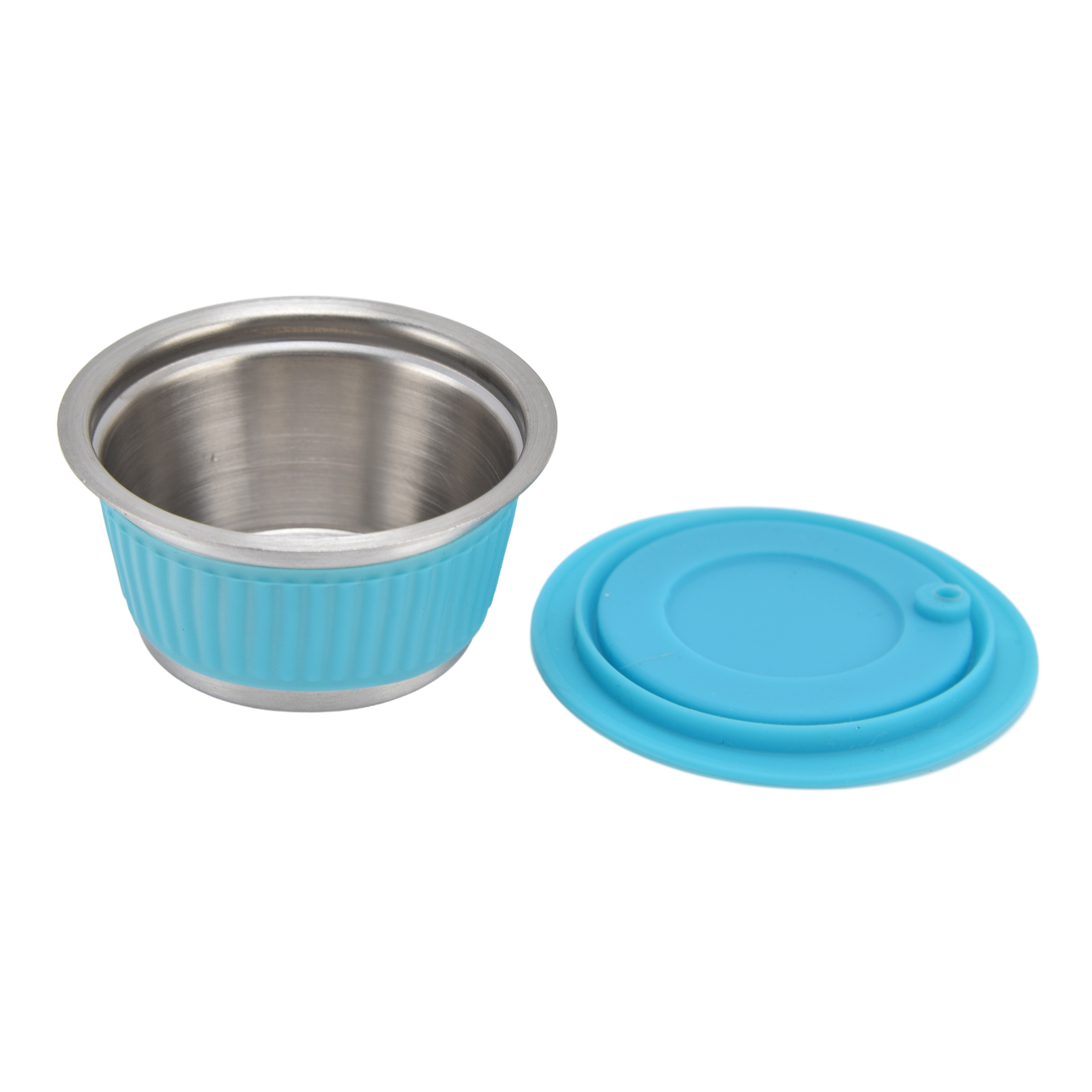 Wiederverwendbarer Kaffeefilter Aus Edelstahl, Kompatibel Mit Dolce Gusto Kapseln, Set Mit 1 Filter Und Kunststoffpresse, Blau