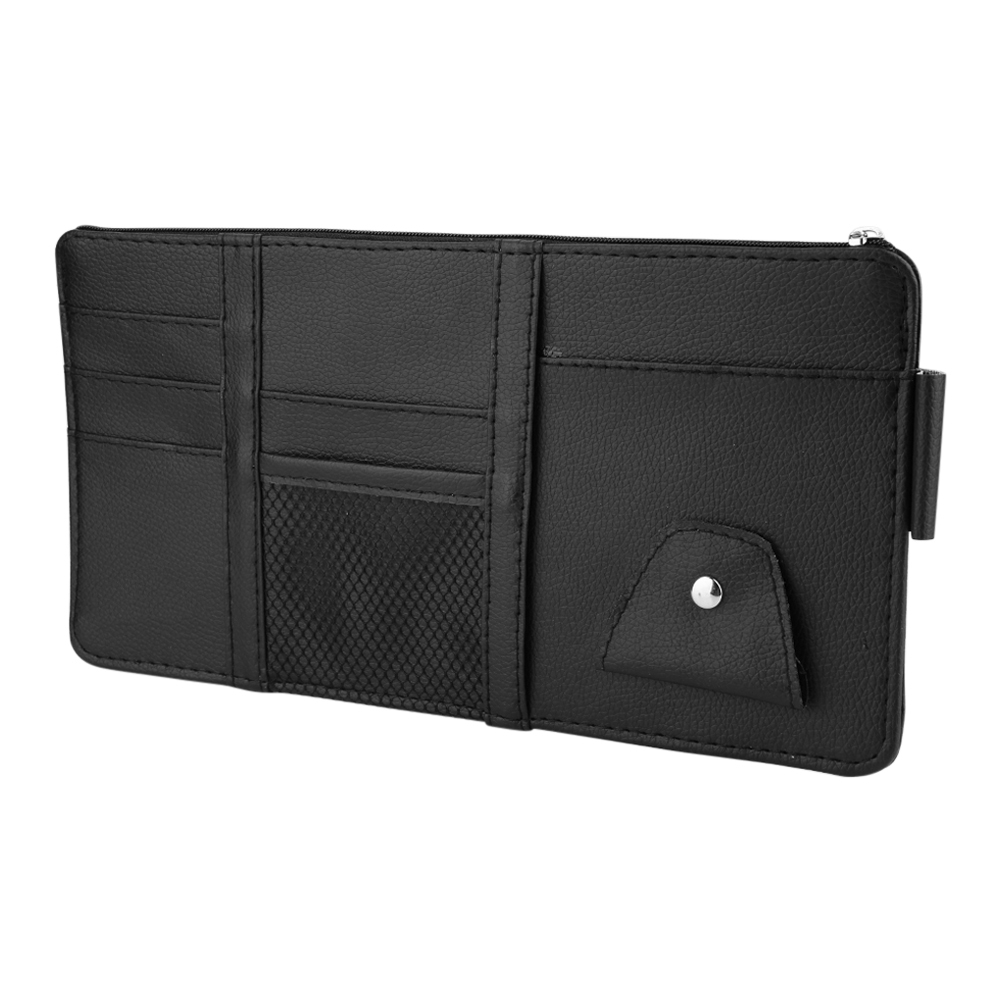 Universeller Auto-sonnenschutz Aus Leder, Organizer Für Brille, Karten Und Cds