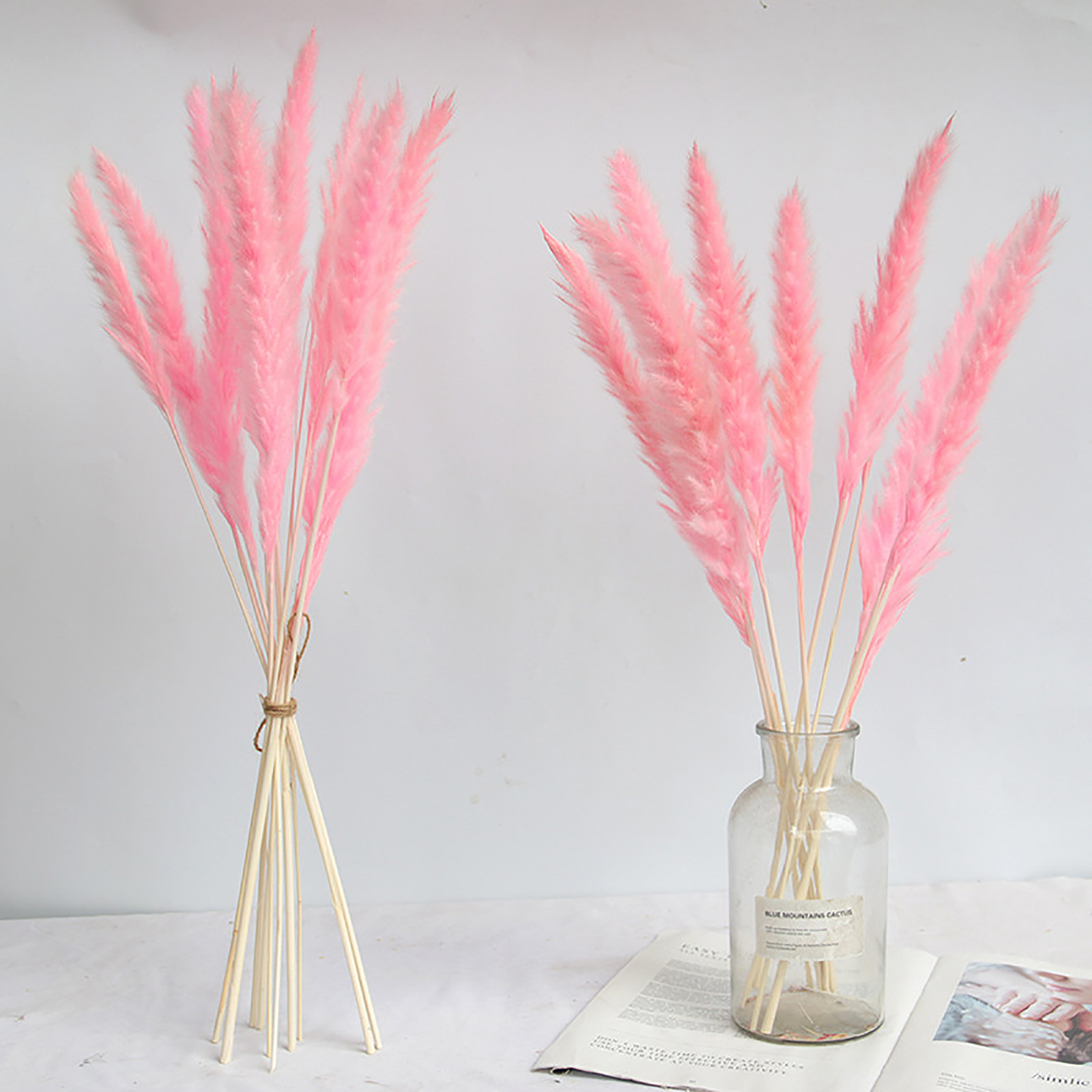 45 Kleine, Getrocknete Schilfstängel, Verziert Mit Echten Orangefarbenen Blüten, Ca. 40–45 Cm Lang. Leichte Abweichungen Sind Aufgrund Des Manuellen Zuschnitts Möglich. Ideal Für Diy-dekorationen.