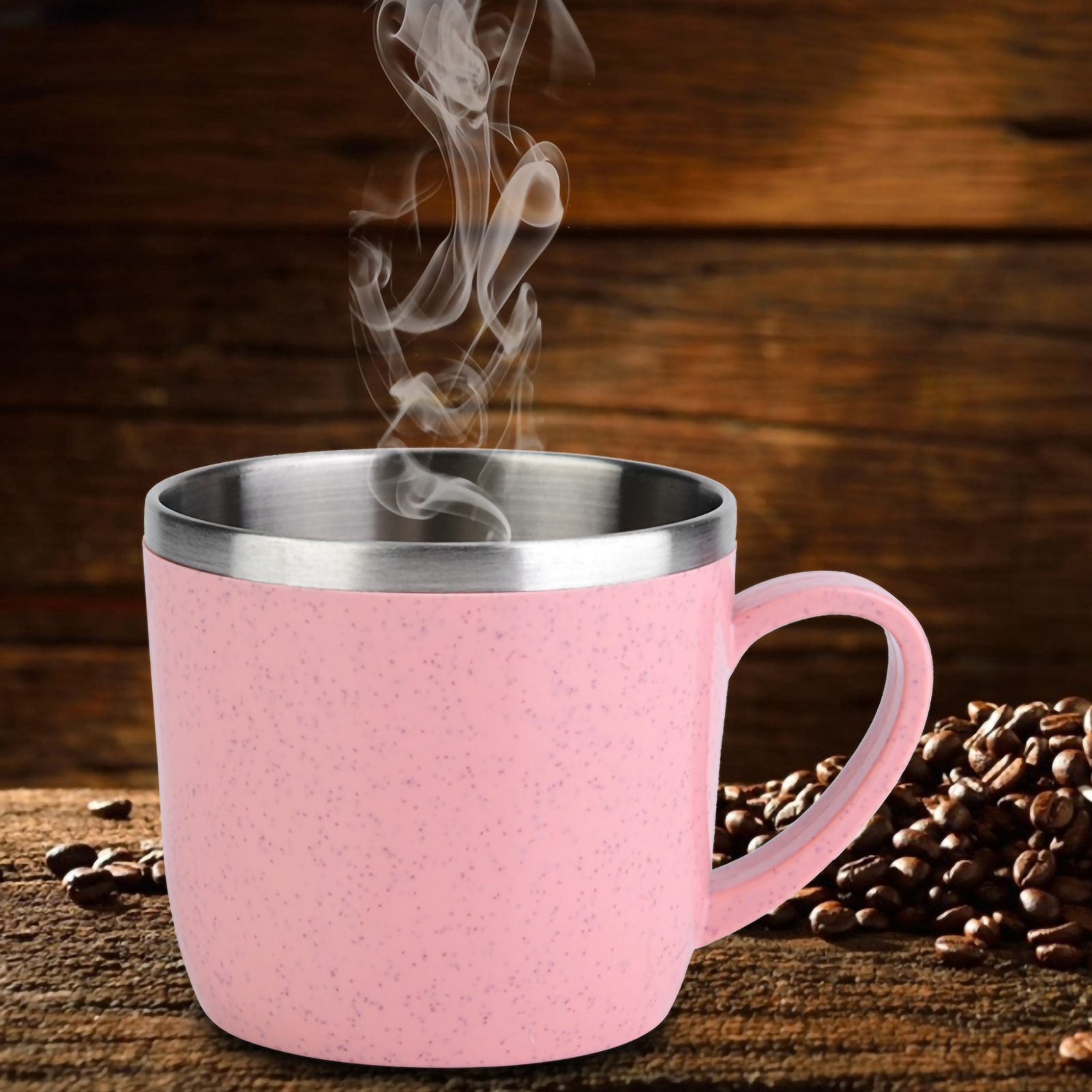 Edelstahl-trinkflasche Aus Weizenstroh Für Wasser, Kaffee, Saft, Milch (rosa)