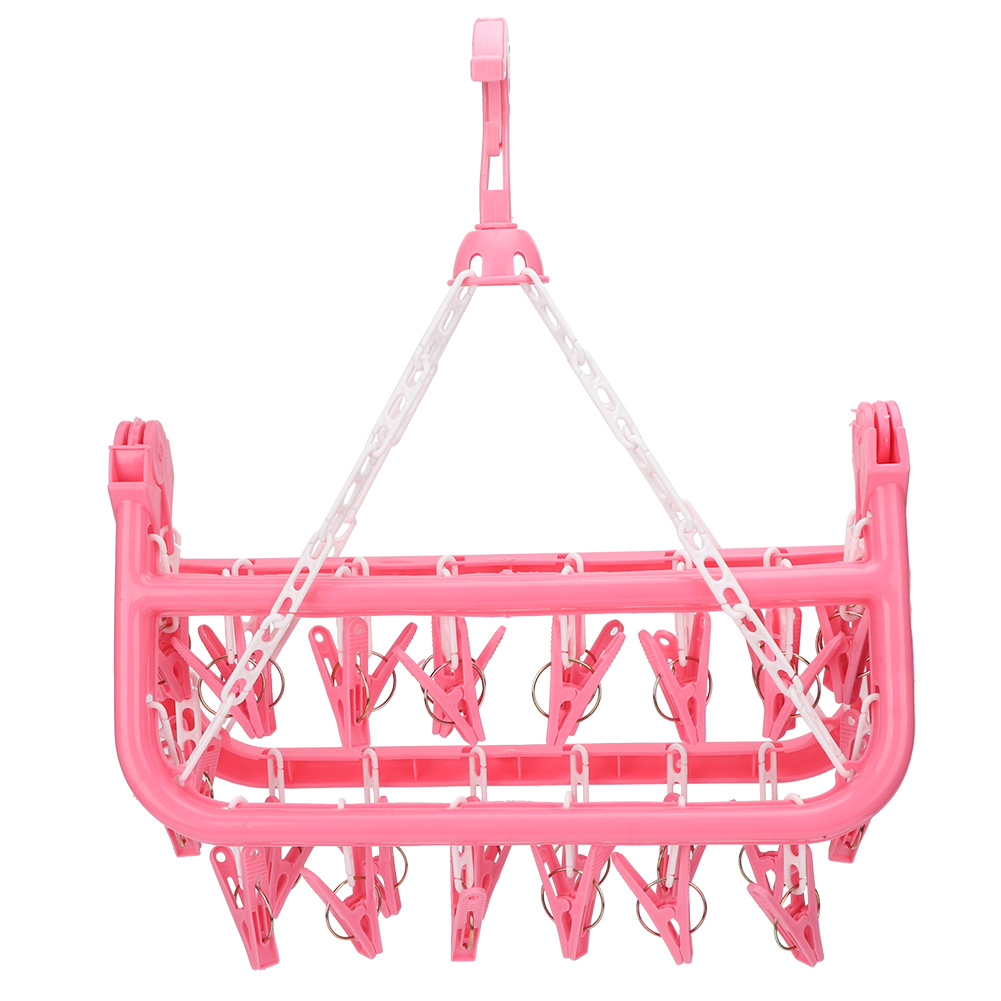 Haushalts-kleiderständer Mit 32 Klammern, Faltbar, Für Socken Und Unterwäsche (pink)