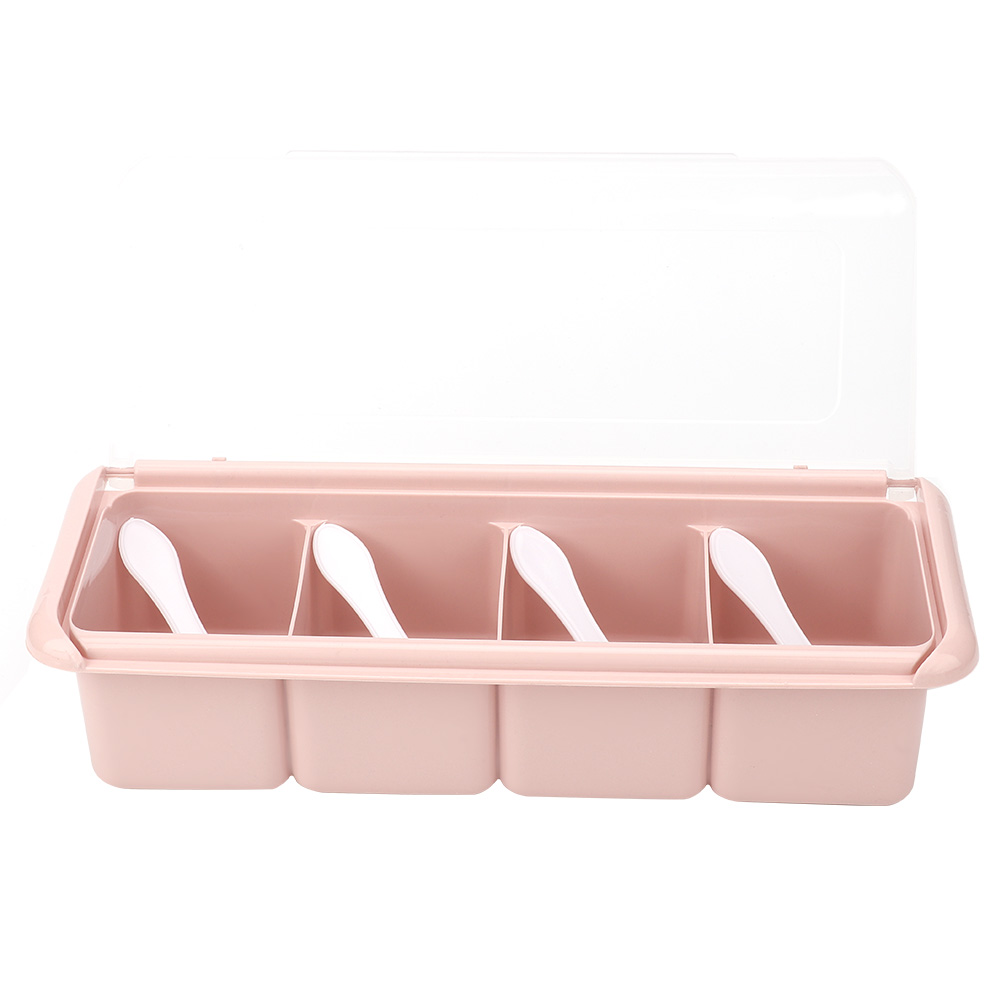 Gewürzbox Mit 4 Fächern, Gewürzregal-organizer, Gewürzbehälter (rosa)
