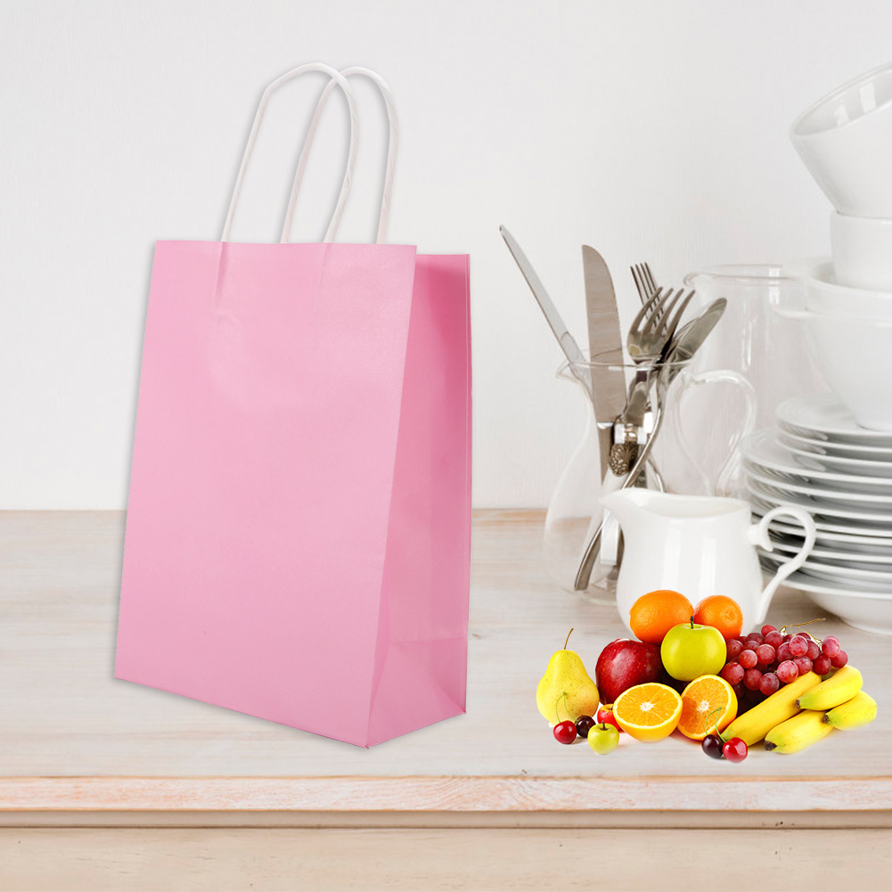 25 Geschenktüten Aus Kraftpapier Mit Henkel, Rosa, Ideal Als Gastgeschenk Für Hochzeiten, Z. B. Als Süßigkeitentüte.