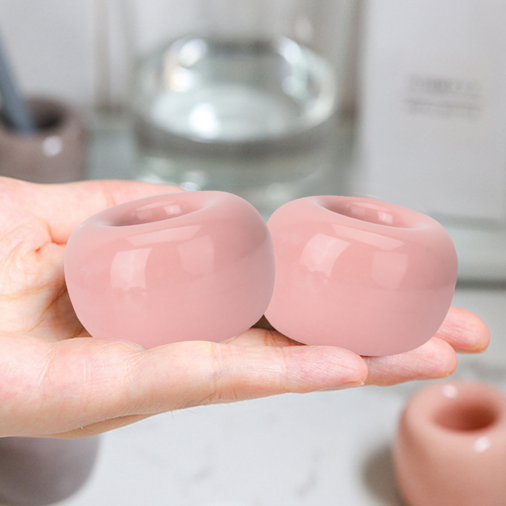 Donut-zahnbürstenhalter Aus Keramik, Neuartige Bonbonfarbe, Niedliche Multifunktionale Zahnbürstenbasis, Rosa