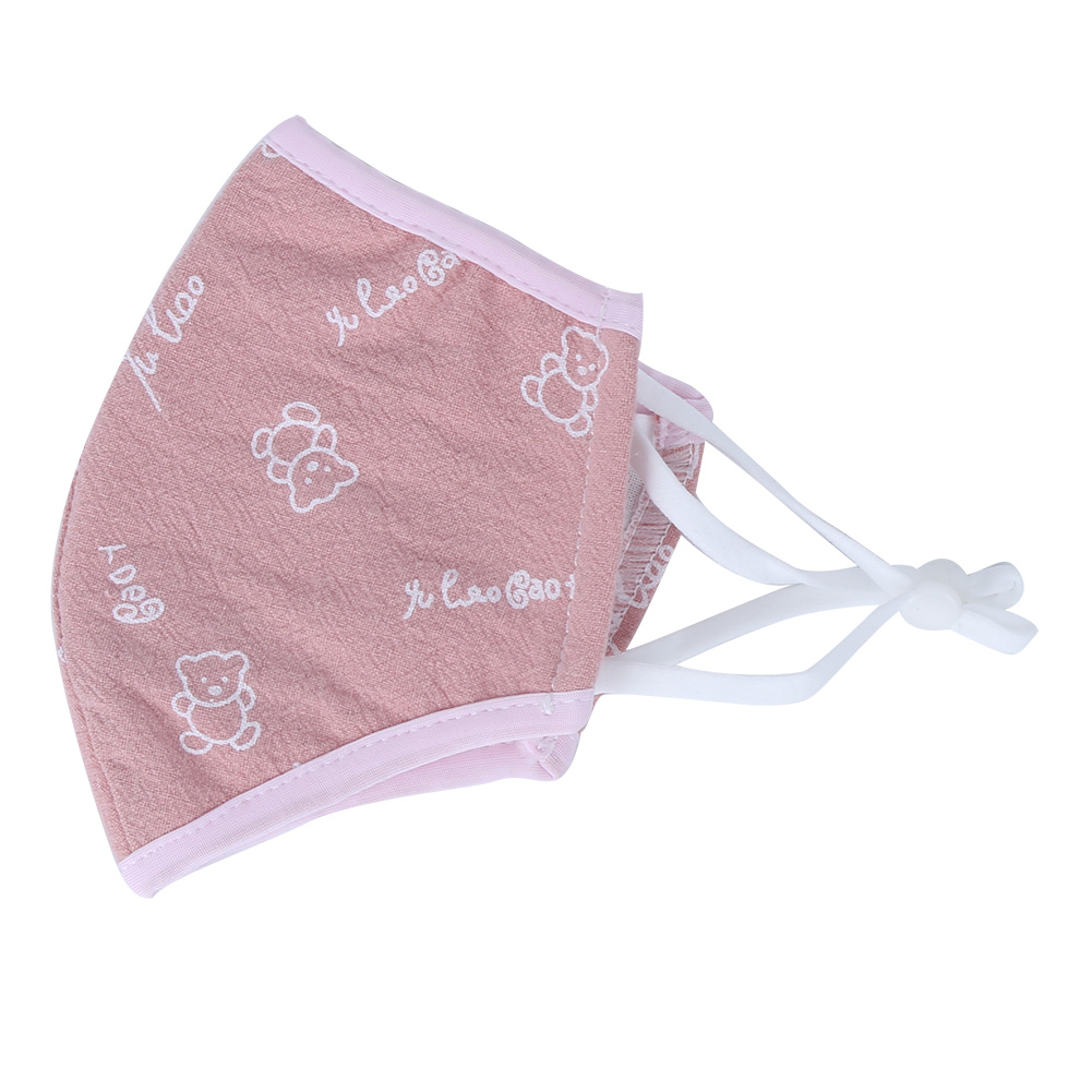 3er-pack Kinder-gesichts- Und Mundschutz Aus Atmungsaktiver, Waschbarer Baumwolle, Staubdicht, Für Den Täglichen Gebrauch, Rosa Aufdruck