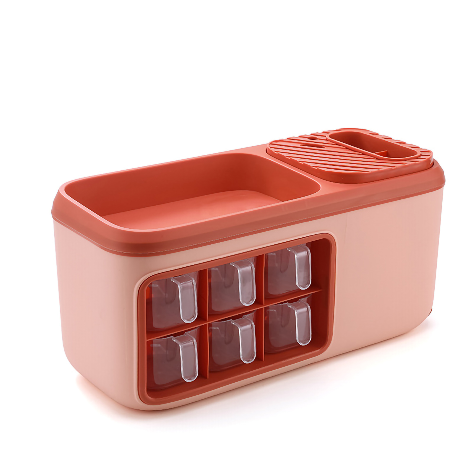 Doppellagige, Multifunktionale Aufbewahrungsbox Für Gewürzflaschen, Soßenorganizer, Messer-, Löffel- Und Besteckhalter, Rosa.