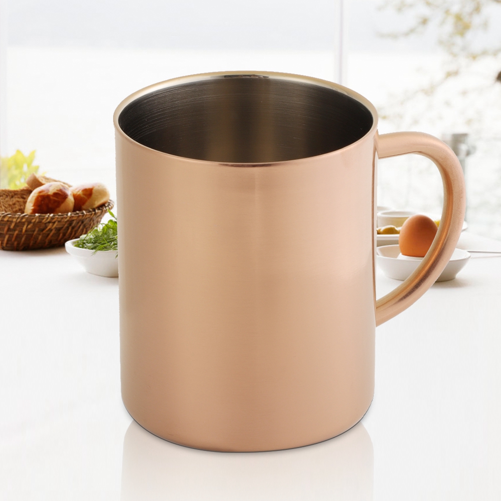 Doppelwandiger, Hitzebeständiger 400-ml-kaffee- Und Bierkrug Aus Edelstahl 304 (roségold)