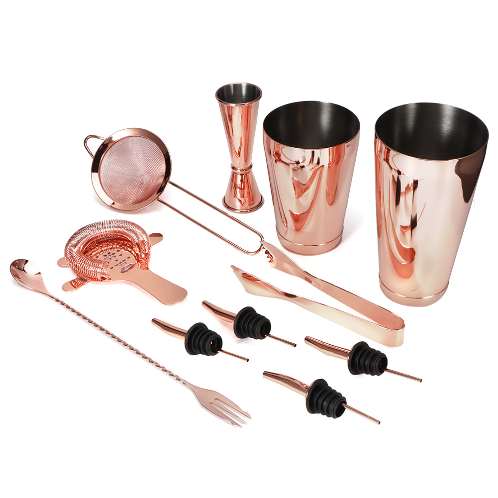 11-teiliges Multifunktions-cocktailshaker-set Aus Edelstahl, Barzubehör, Roségold