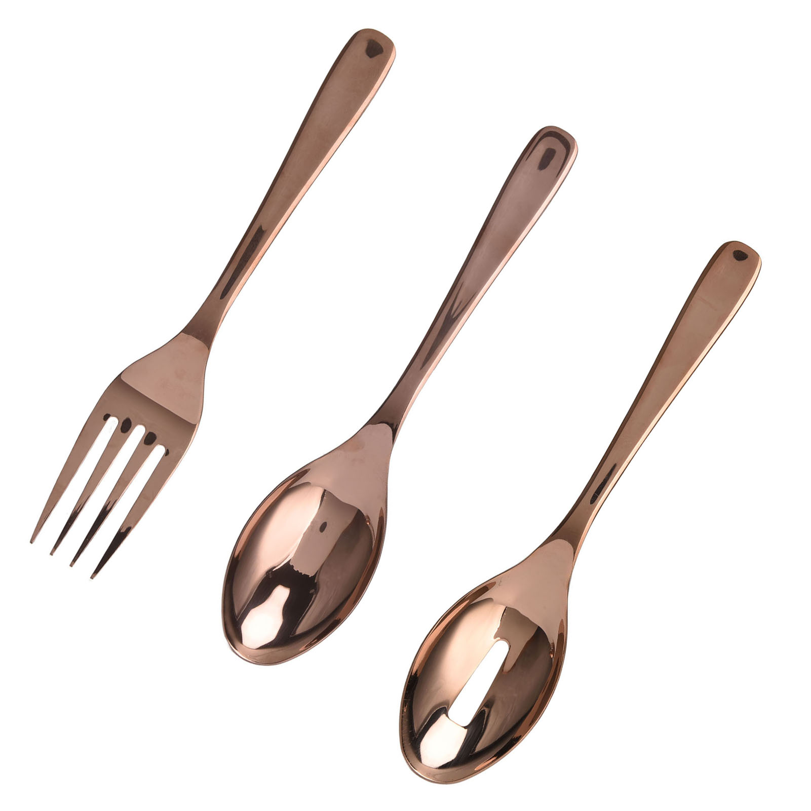 Vergoldetes Servierbesteck-set Aus Edelstahl 304 – Löffel, Gabeln Und Schaumlöffel Mit Langem Griff – Professionelles Tischgeschirr – Roségold (c124a)