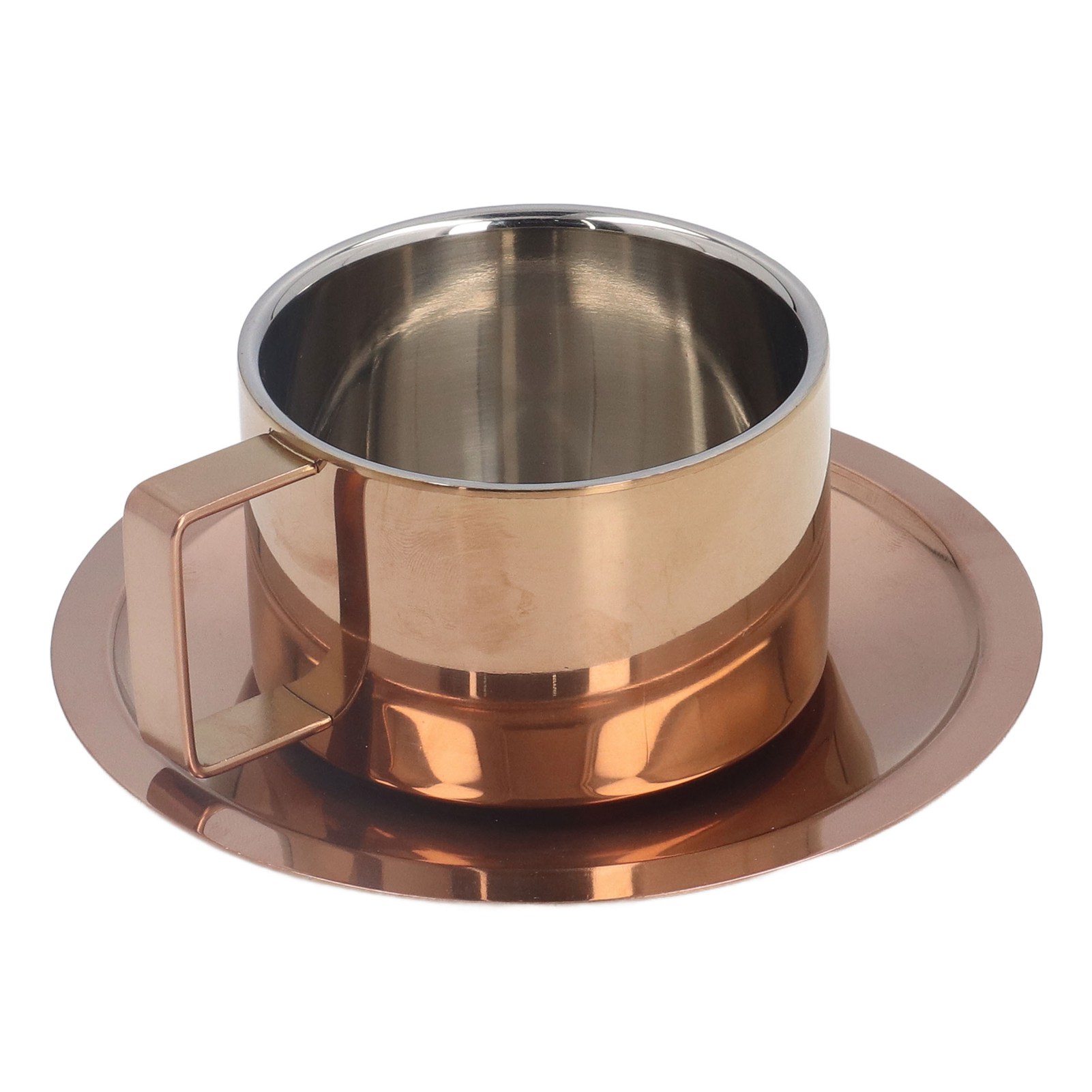Kaffeetasse Aus Edelstahl 304 Mit Untertasse, Roségolden, Minimalistisches Design Für Den Innen- Und Außenbereich